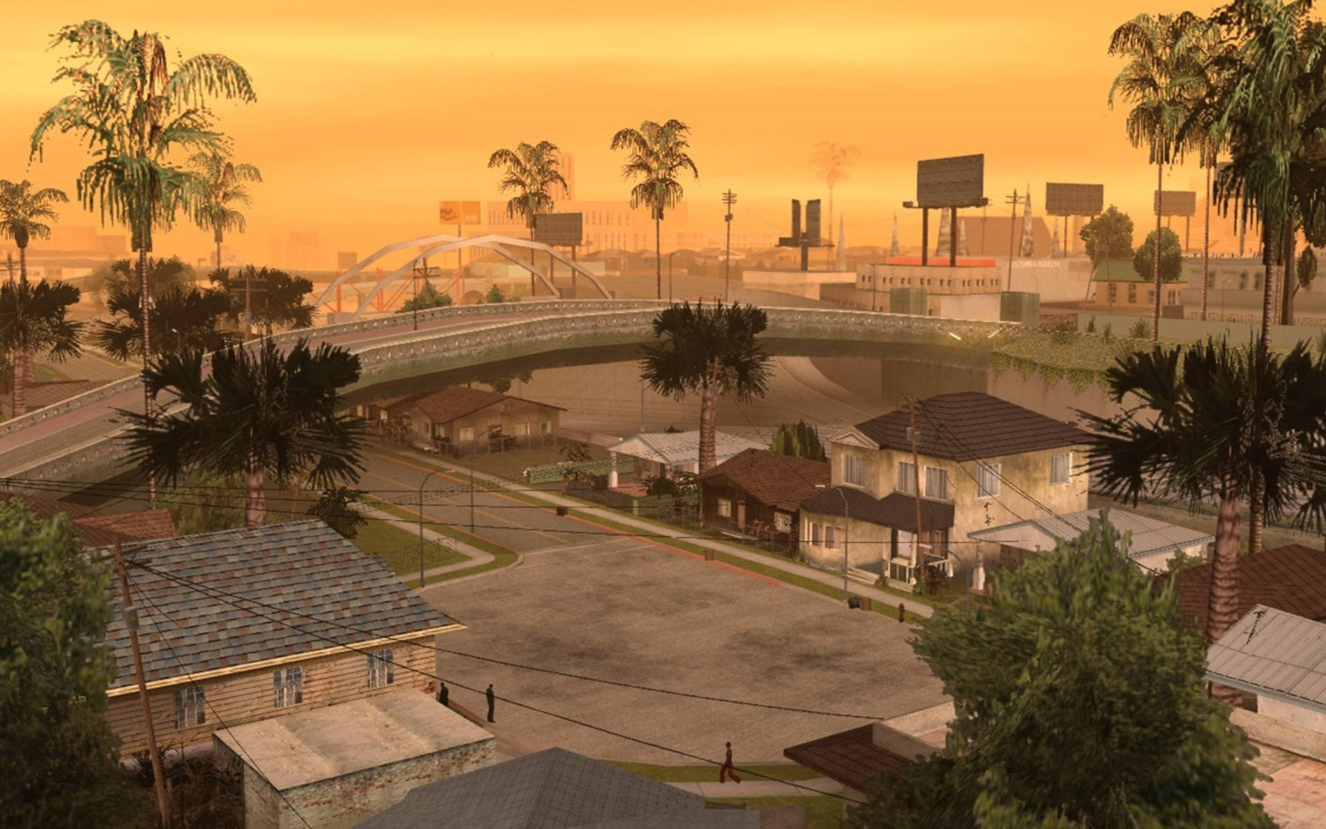 GTA SA 4K, town, sunset, Full HD Desktop Wallpaper