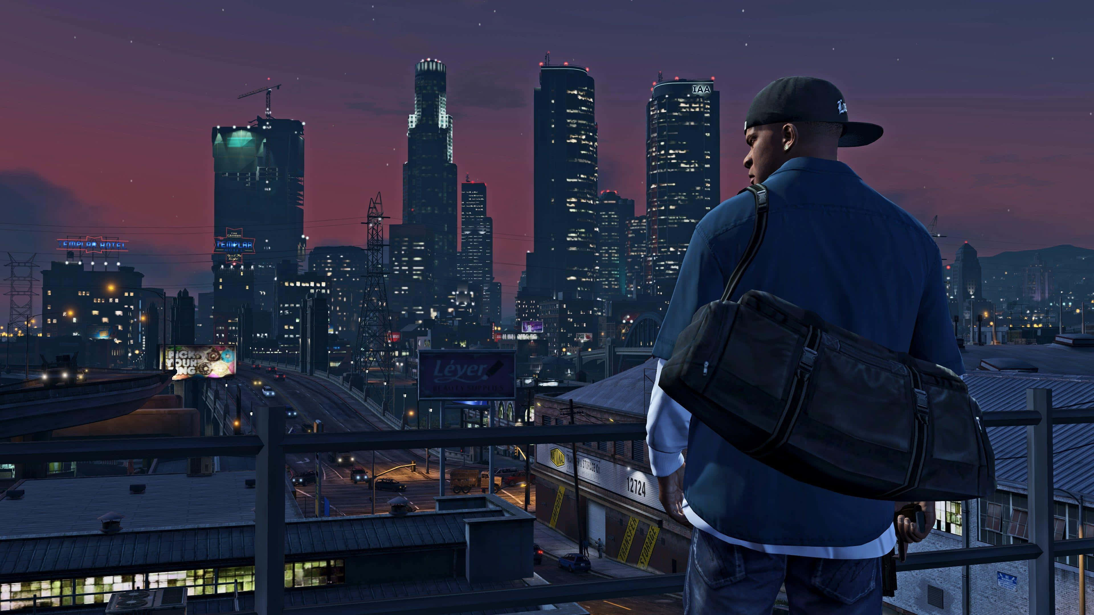Gta V 4K, 3840 x 2160, neon-lit cityscape, 4K Desktop Wallpaper