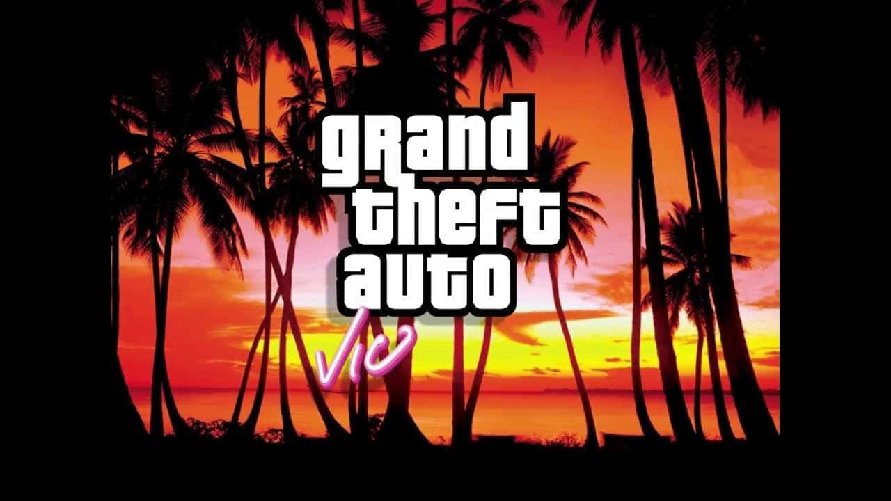Gta Vice City, neon, fiery sunset, HD Desktop Wallpaper