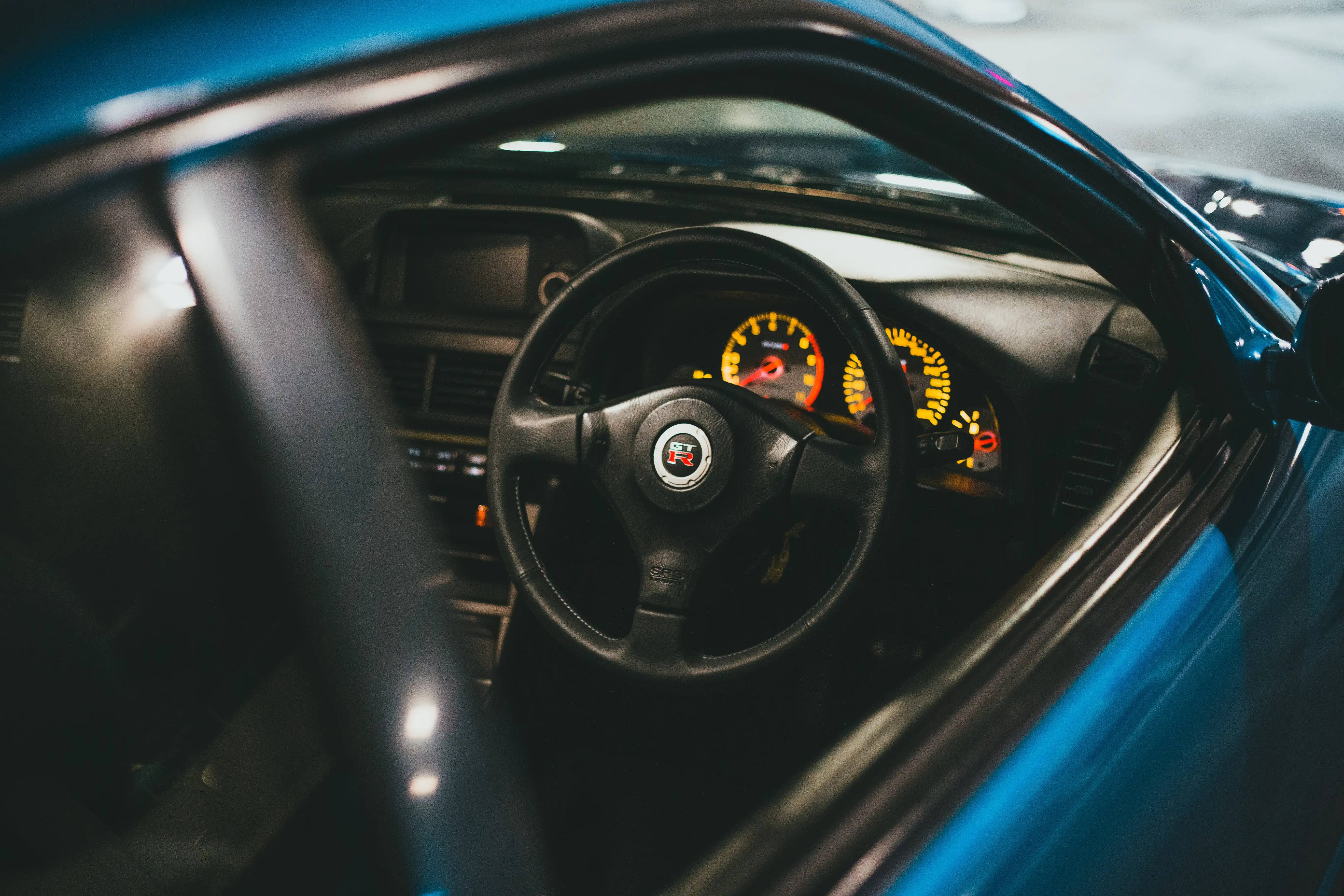 GTR Car, right hand drive, blue car, 5K Desktop Wallpaper