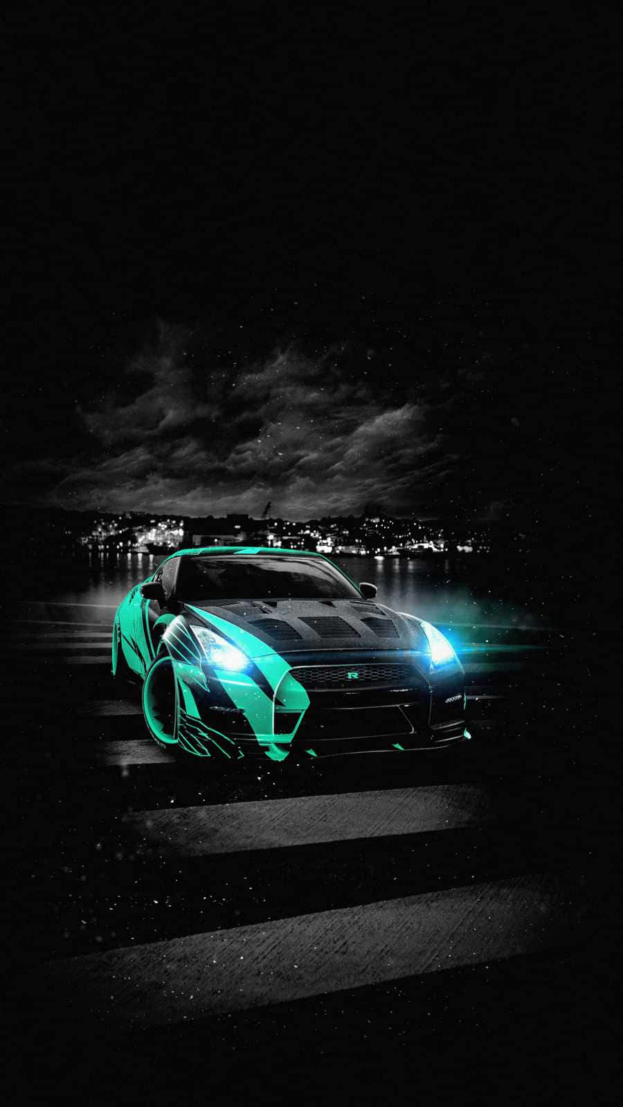 Gtr iPhone, teal, sports car, HD Phone Wallpaper