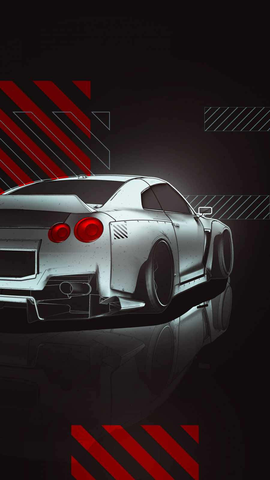 GTR iPhone, sleek silver sports car, glowing red taillights, HD Phone Wallpaper