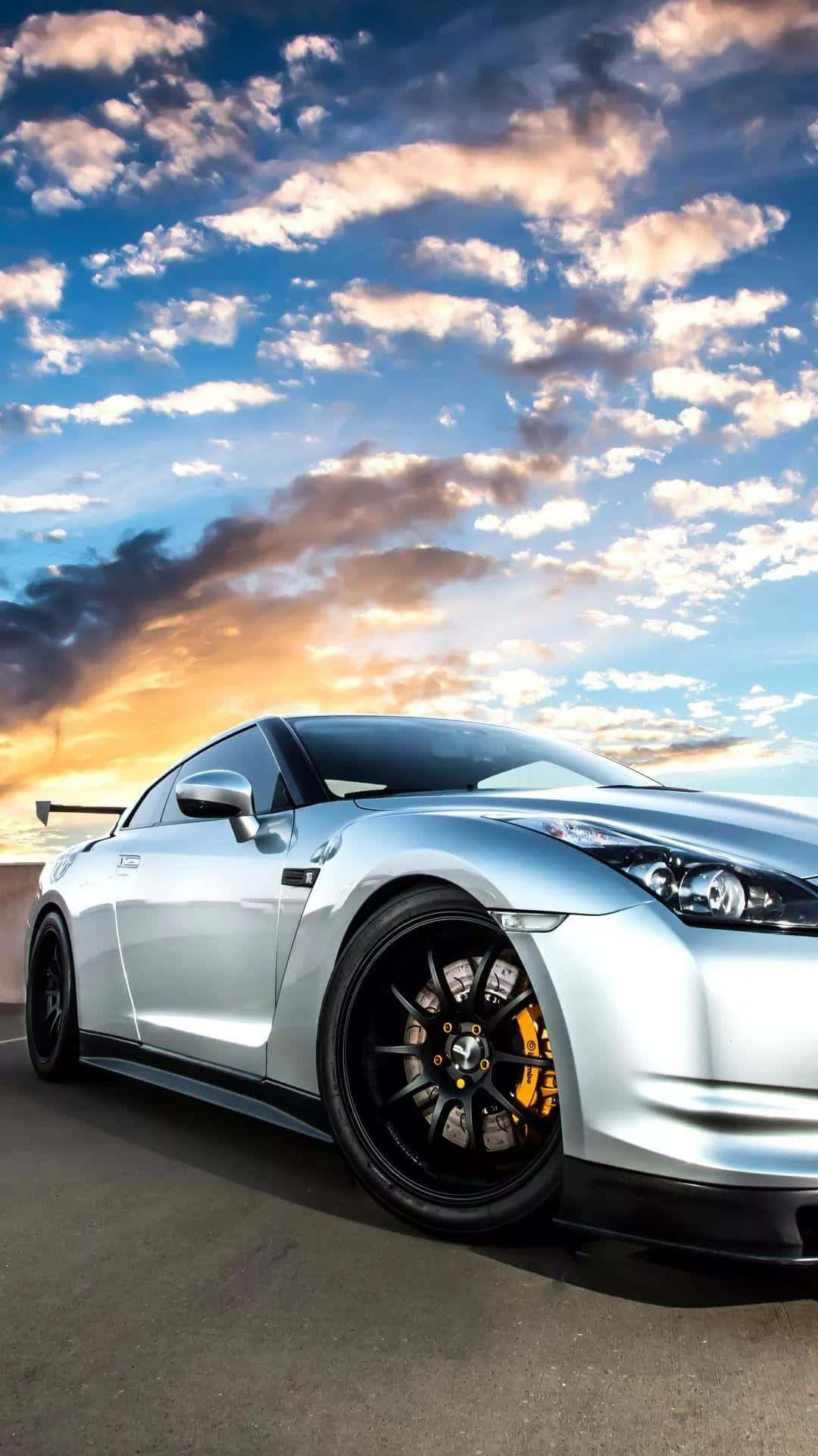 GTR iPhone, silver, black rims, Full HD Phone Wallpaper