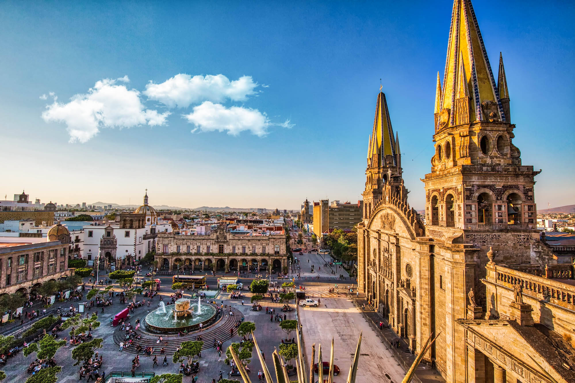Guadalajara, city square, cathedral, Full HD Desktop Wallpaper