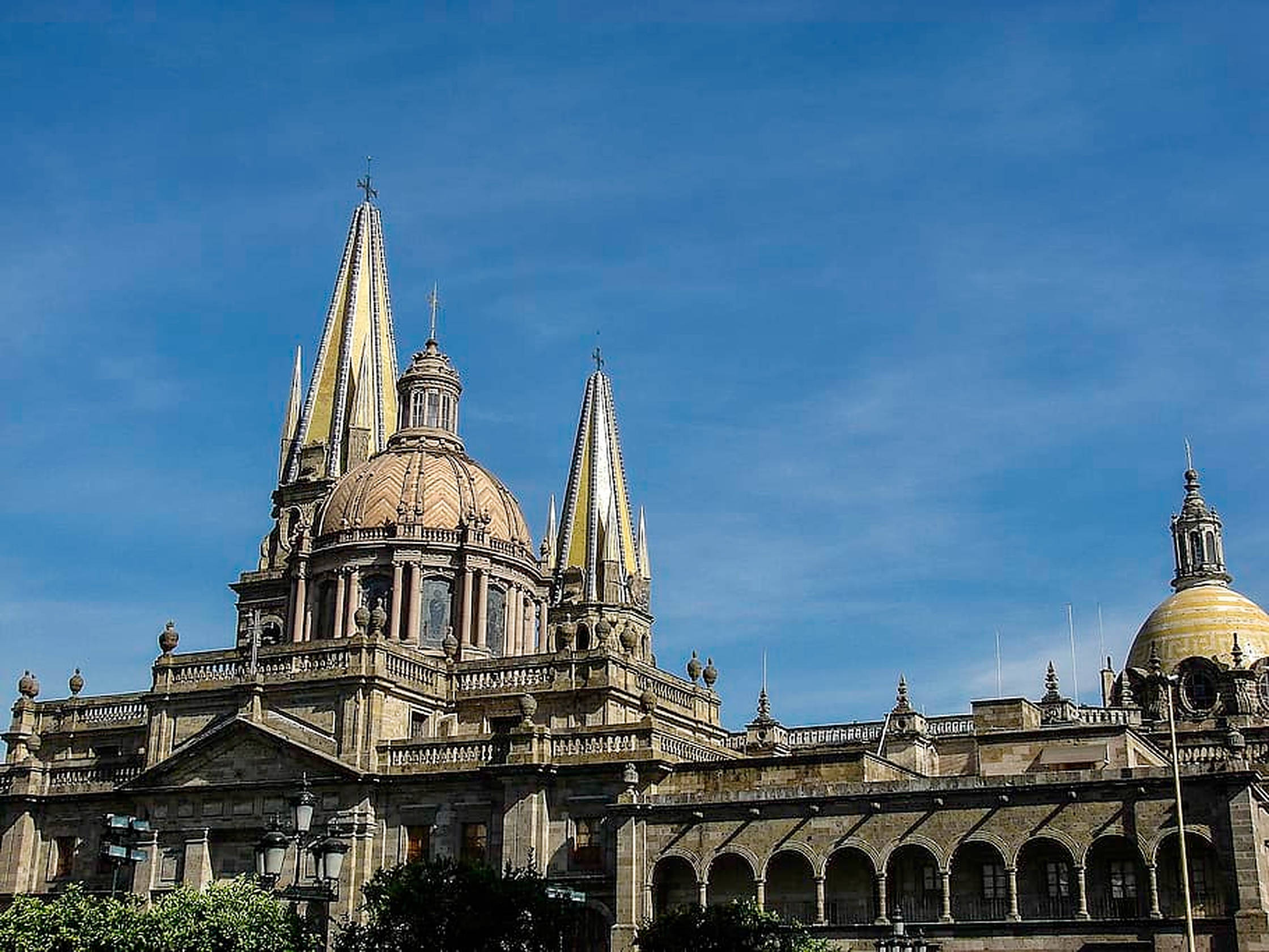 Guadalajara, cathedral, golden spires, Full HD Desktop Wallpaper