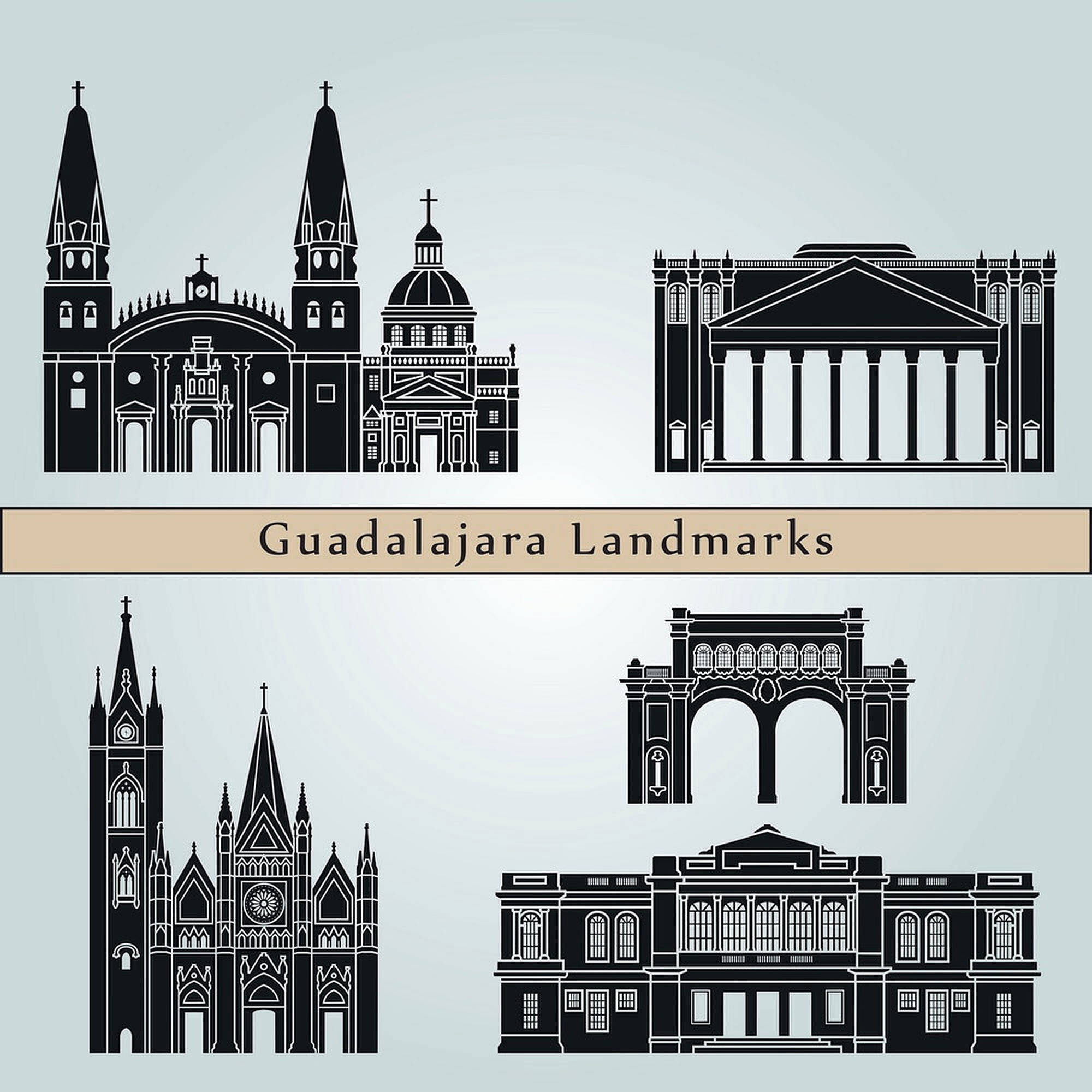 Guadalajara, cathedrals, arches, Full HD Desktop Wallpaper