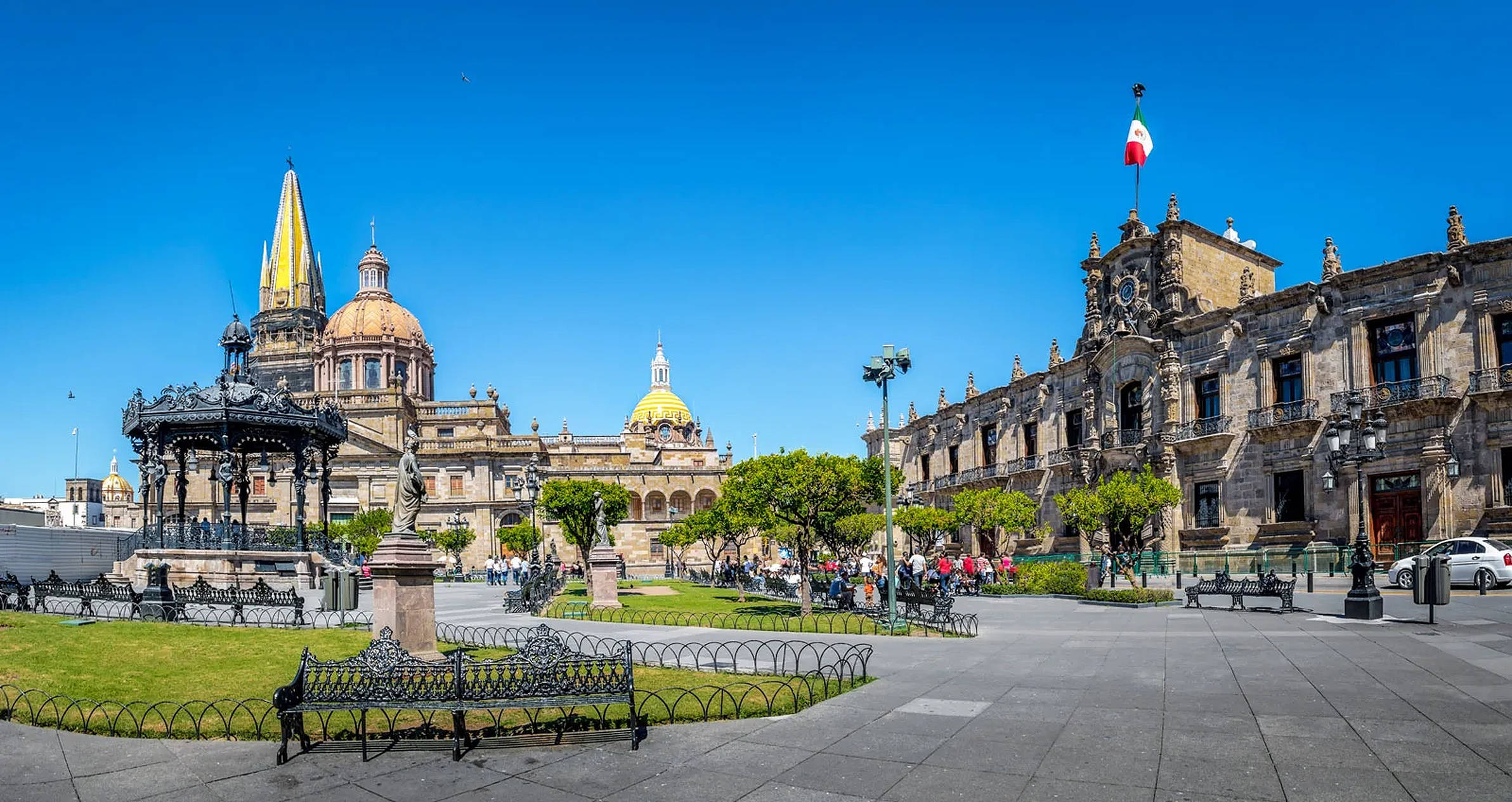 Guadalajara, historic plaza, ornate buildings, Full HD Desktop Wallpaper