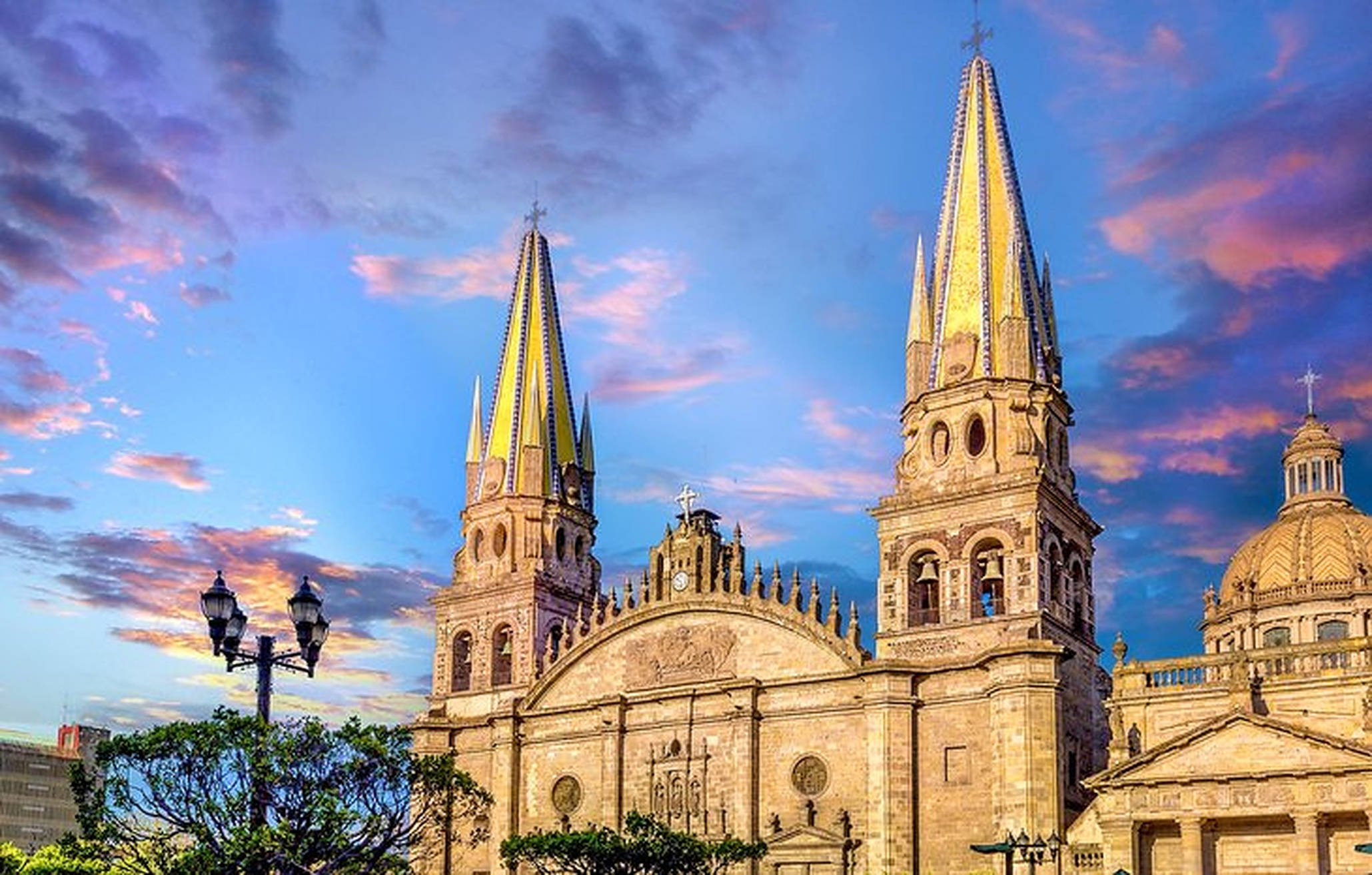 Guadalajara, historic cathedral, twin spires, Full HD Desktop Wallpaper