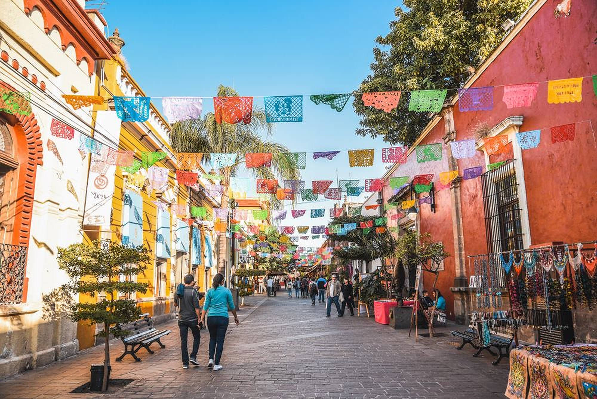 Guadalajara, colorful banderitas, papel picado banners, Full HD Desktop Wallpaper