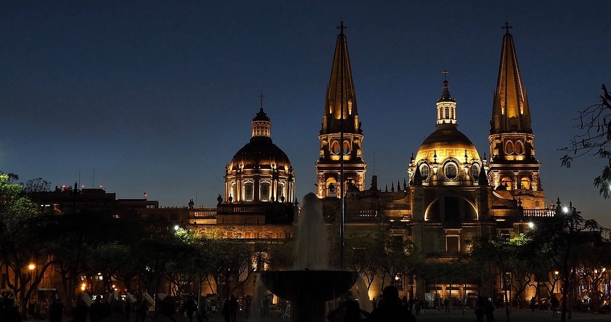 Guadalajara, glowing cathedral, twin spires, Full HD Desktop Wallpaper