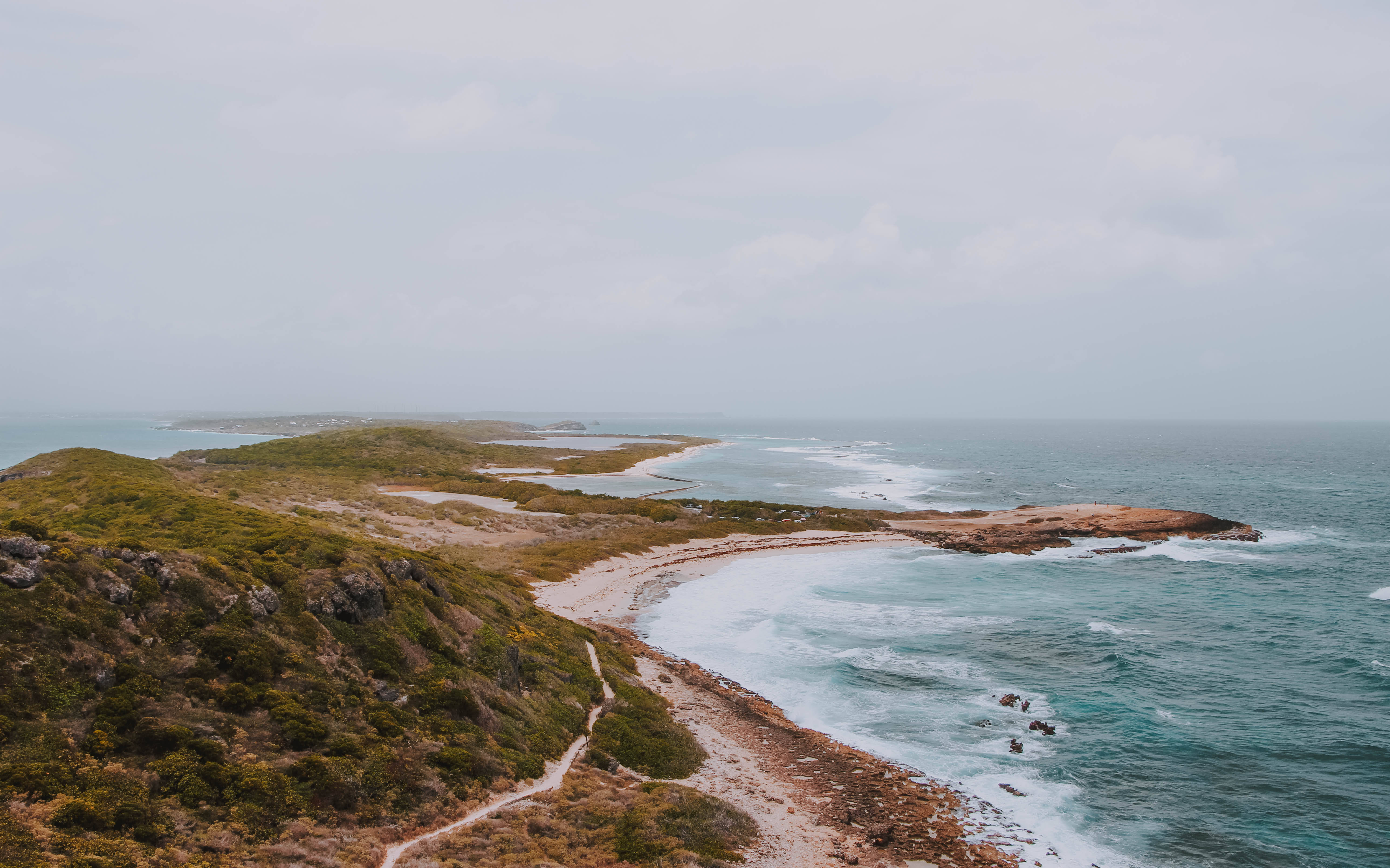 Guadeloupe, stormy coastline, rugged cliffs, 5K Desktop Wallpaper