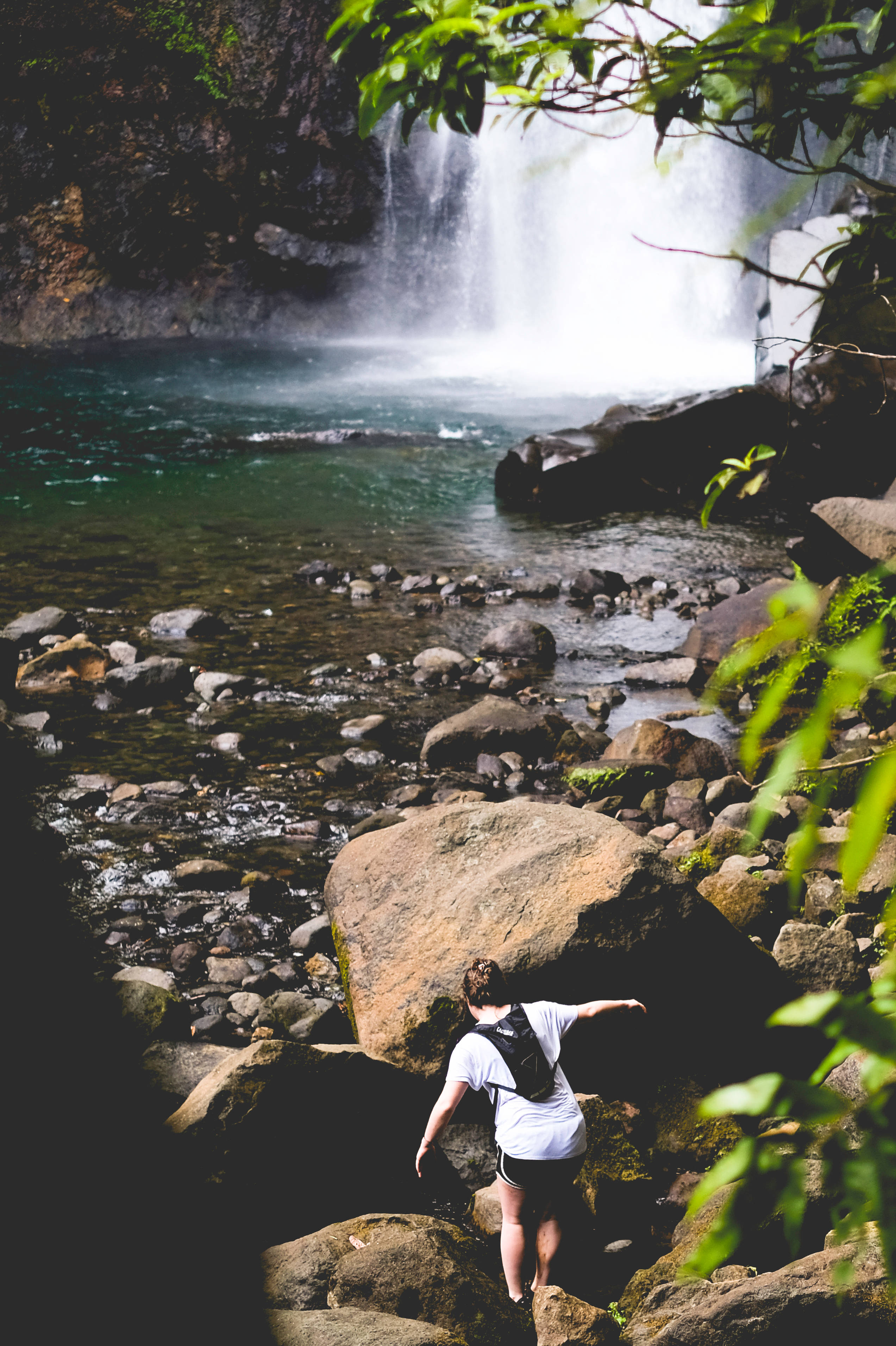Guadeloupe, waterfalls, rock, 2K Phone Wallpaper
