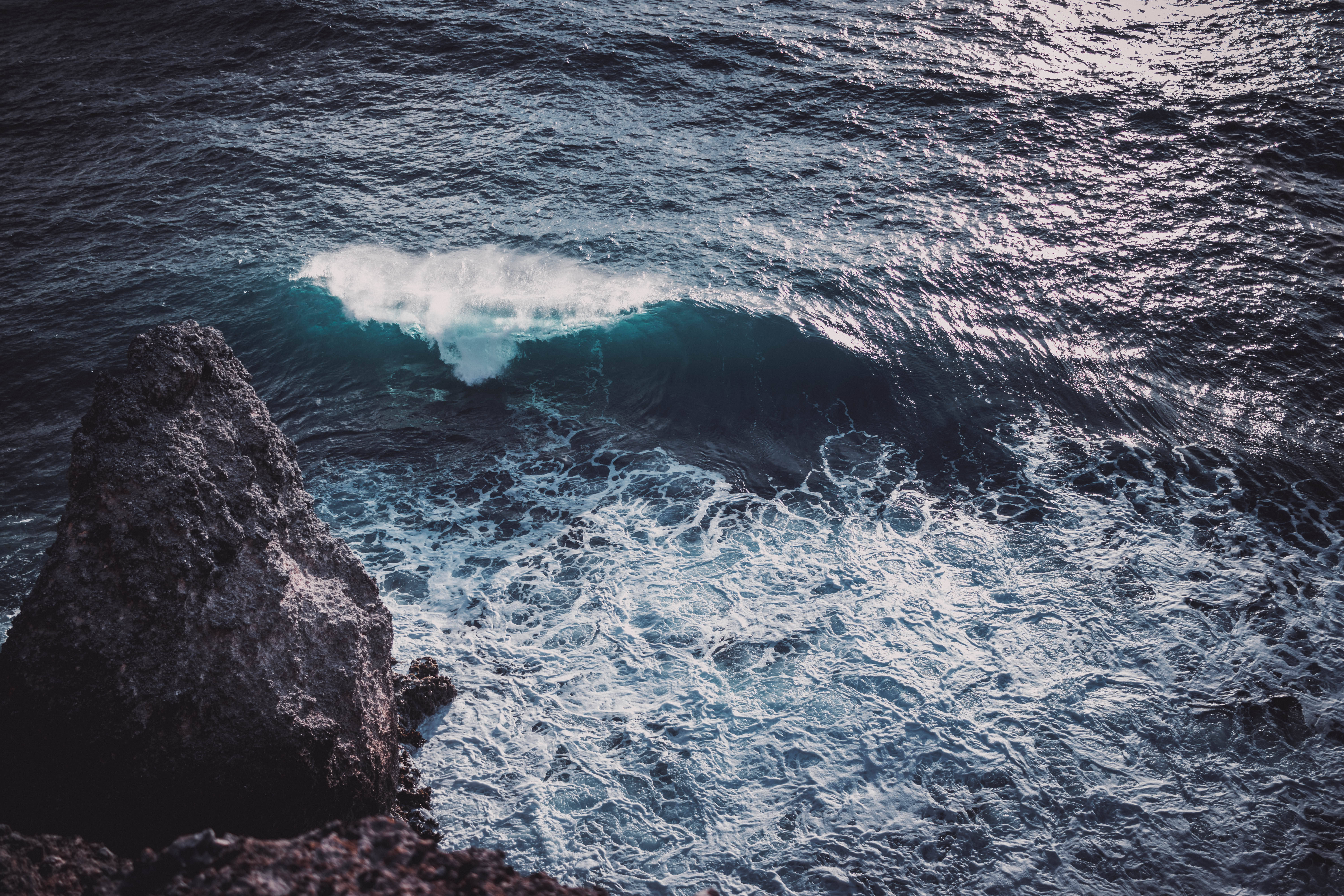 Guadeloupe, cliff side, ocean wave, 5K Desktop Wallpaper