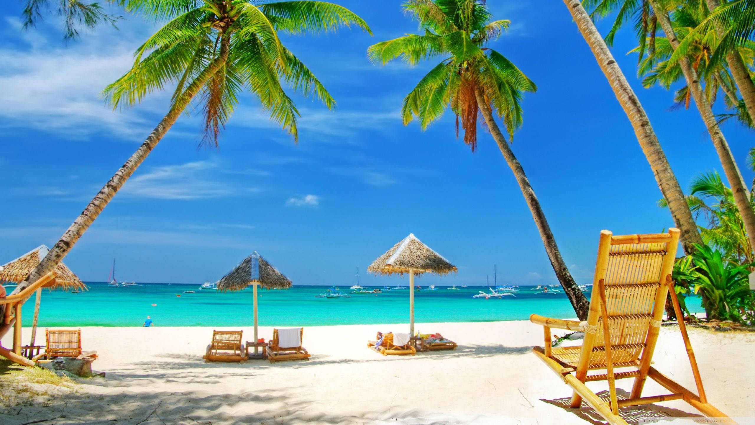 Guadeloupe, Caribbean beach, turquoise waters, 2K Desktop Wallpaper