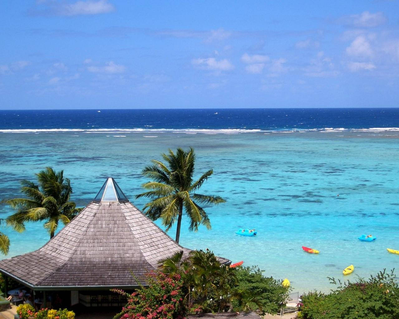 Guam, turquoise waters, palm trees, HD Desktop Wallpaper