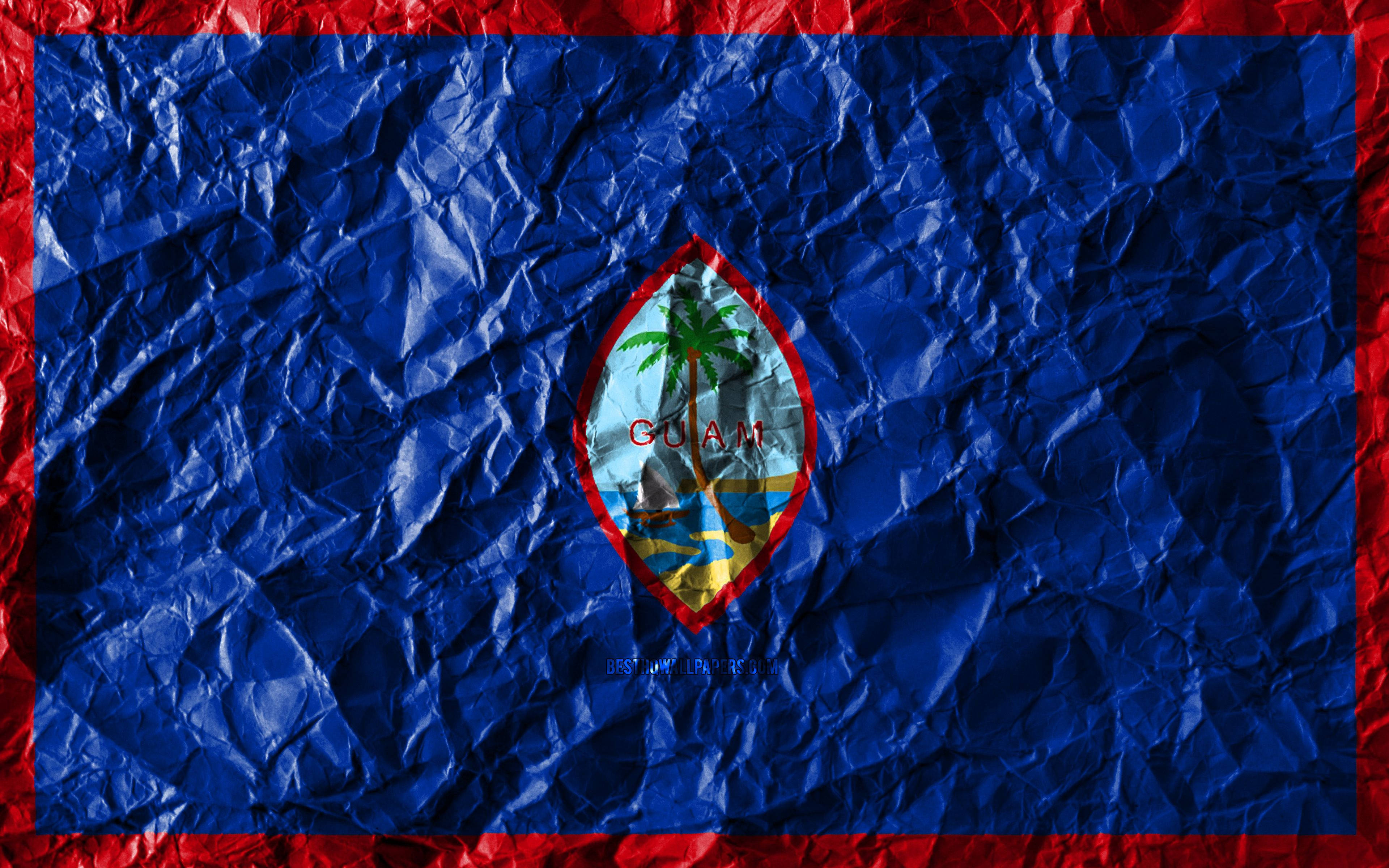 Guam flag, blue field, red border, 4K Desktop Wallpaper