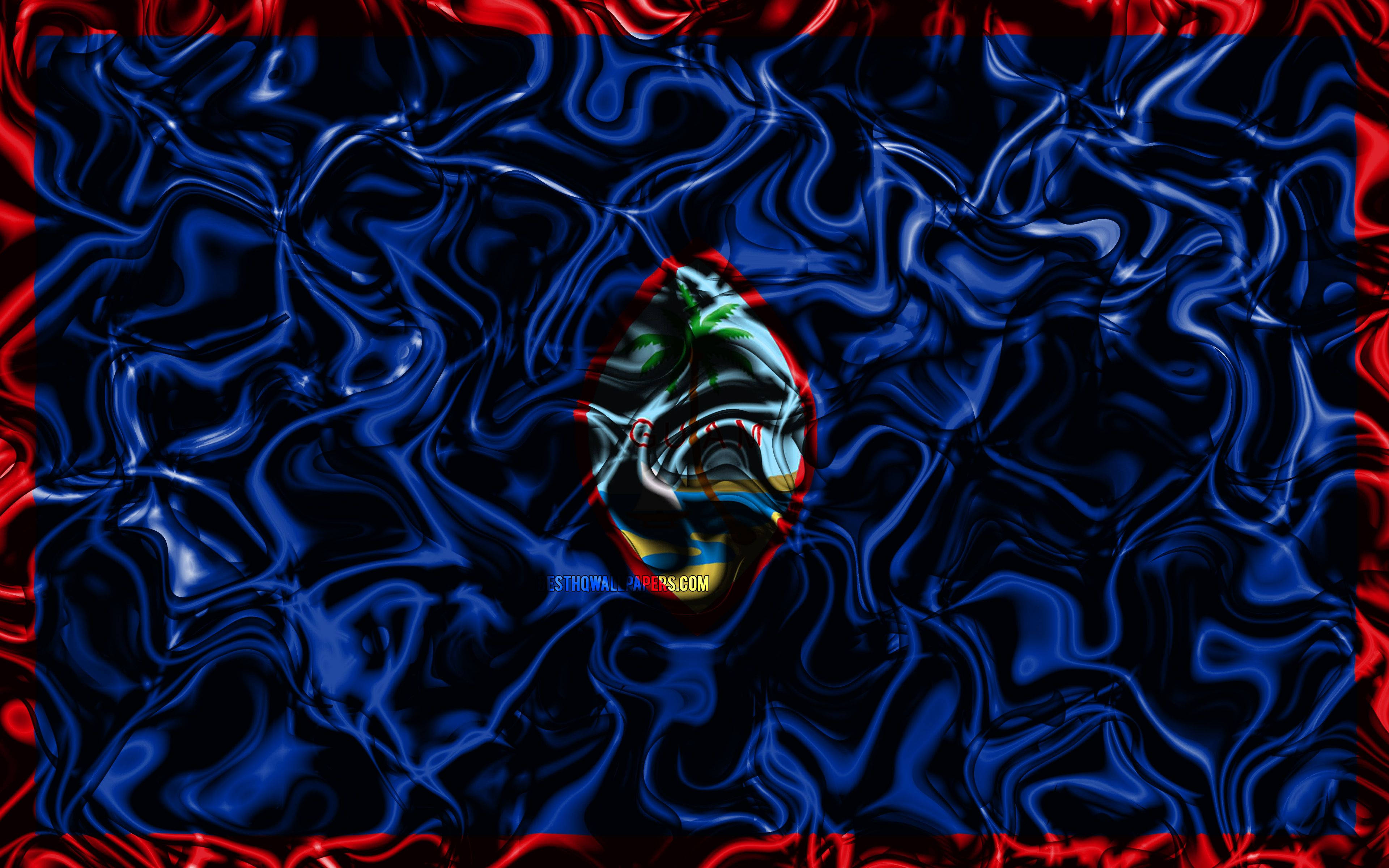 Guam, swirl, blue field, 4K Desktop Wallpaper