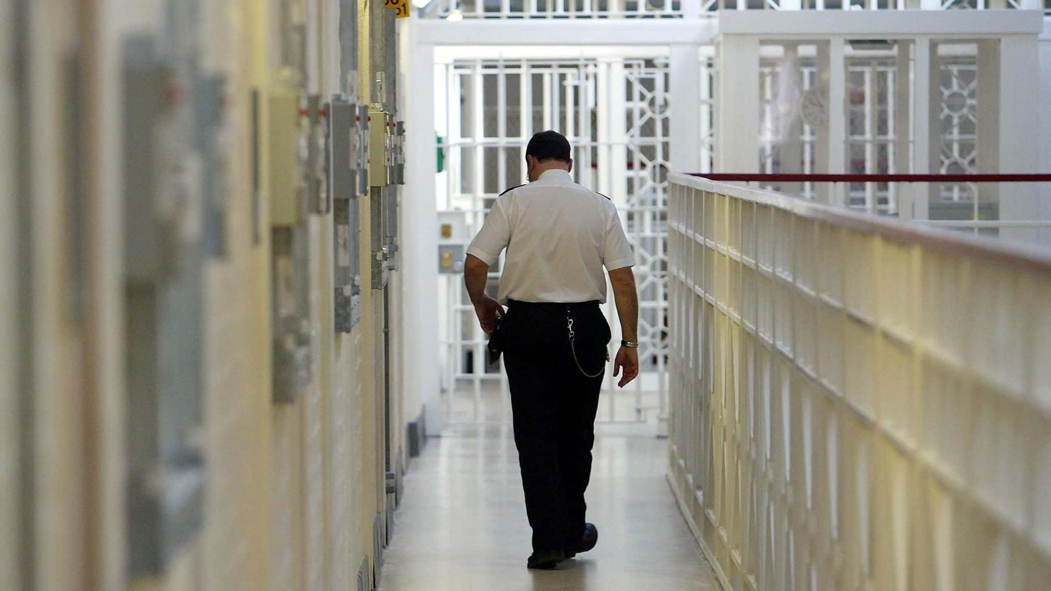 prison guard, institutional hallway, barred windows, Full HD Desktop Wallpaper