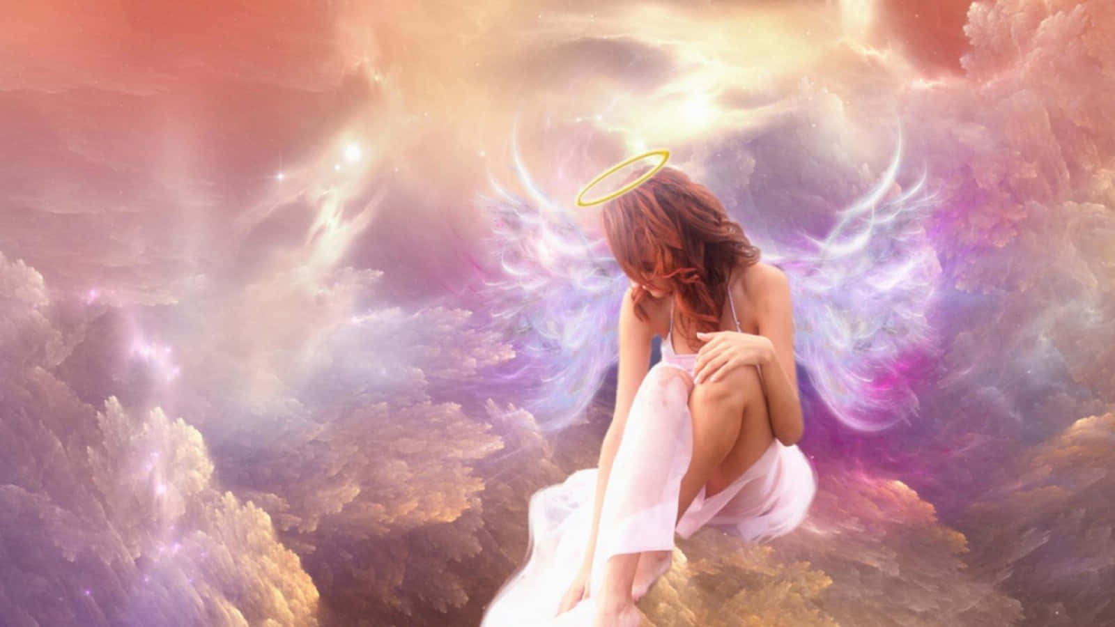Guardian Angels, glowing wings, halo, HD Desktop Wallpaper
