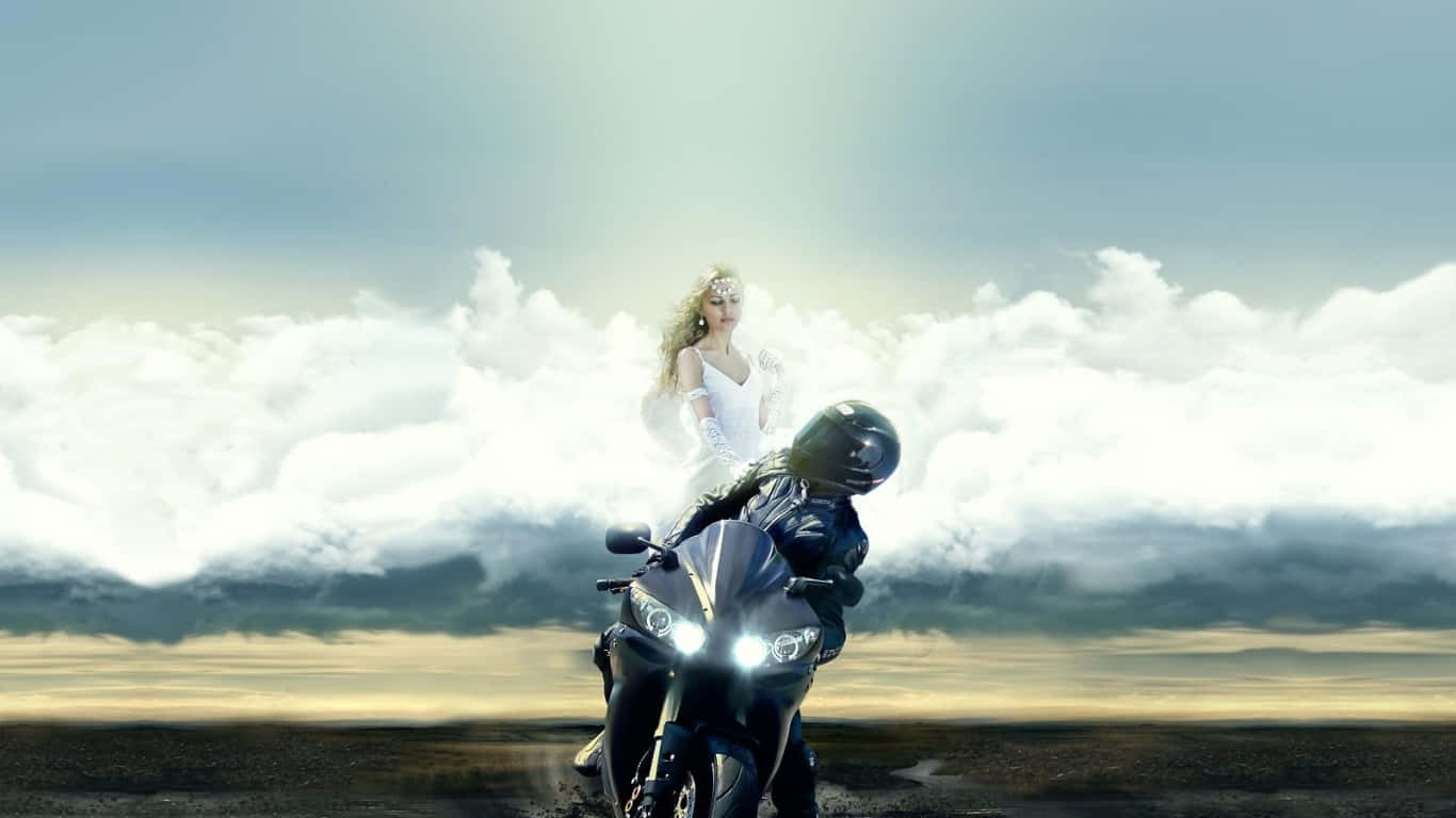 Guardian Angels, black motorcycle, bright headlights, HD Desktop Wallpaper