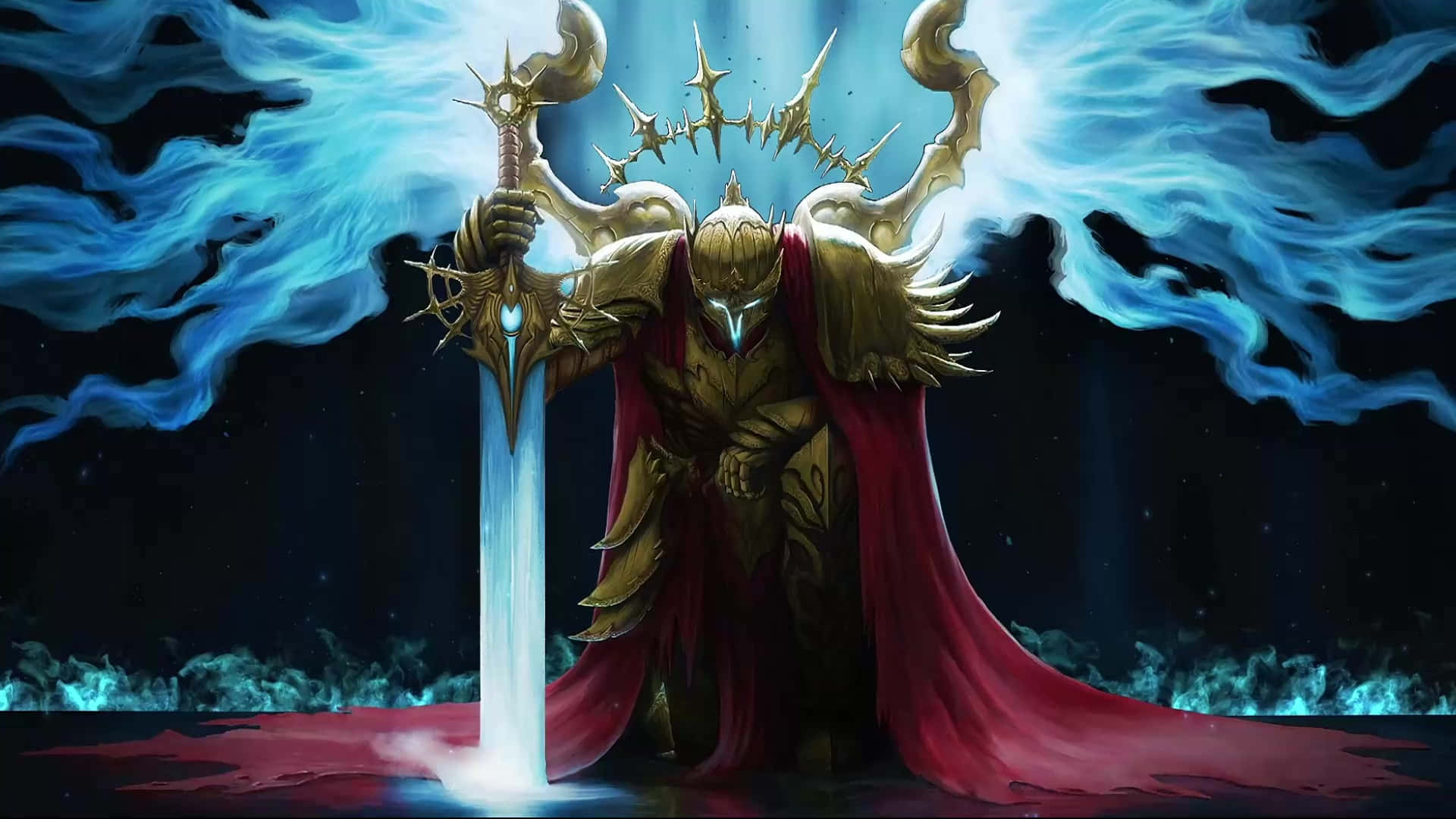 Guardian Angels, golden-armored knight, spiked crown, Full HD Desktop Wallpaper