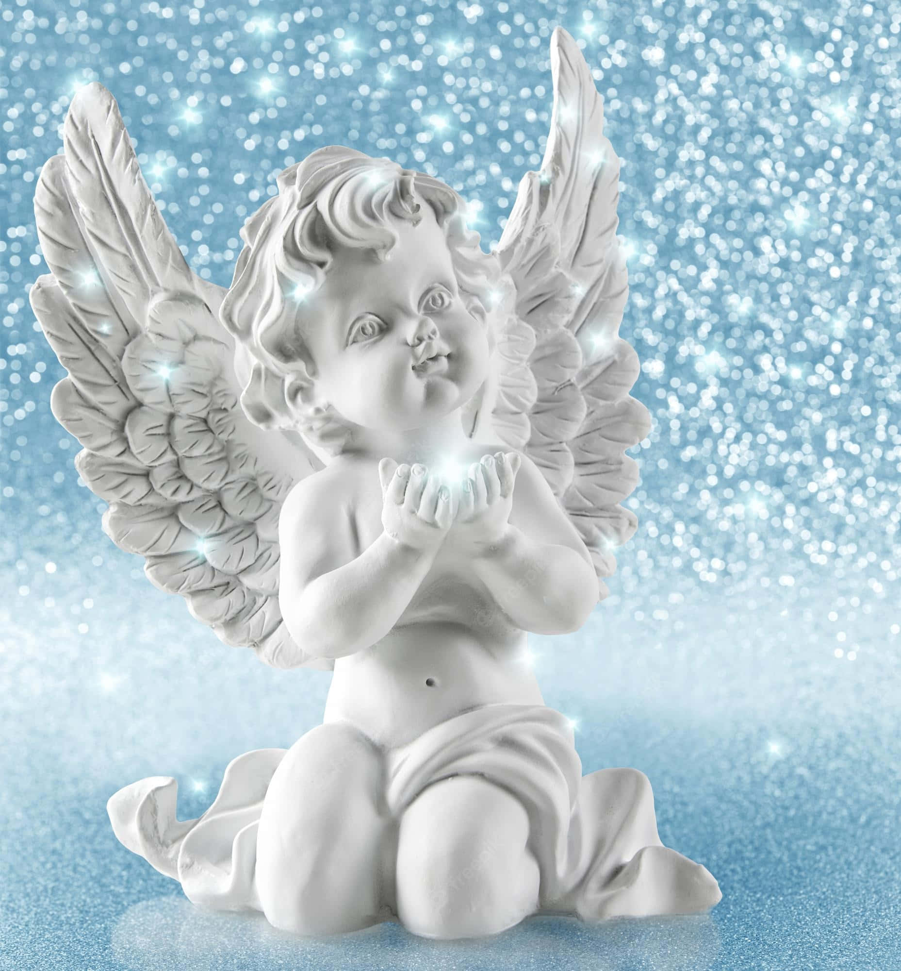 Guardian Angels, white marble angel statue, detailed wings, Full HD Phone Wallpaper