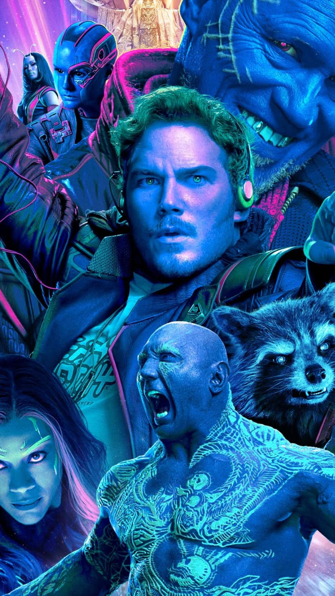 Guardians Of The Galaxy 2, neon blue, pink lighting, Full HD Phone Wallpaper
