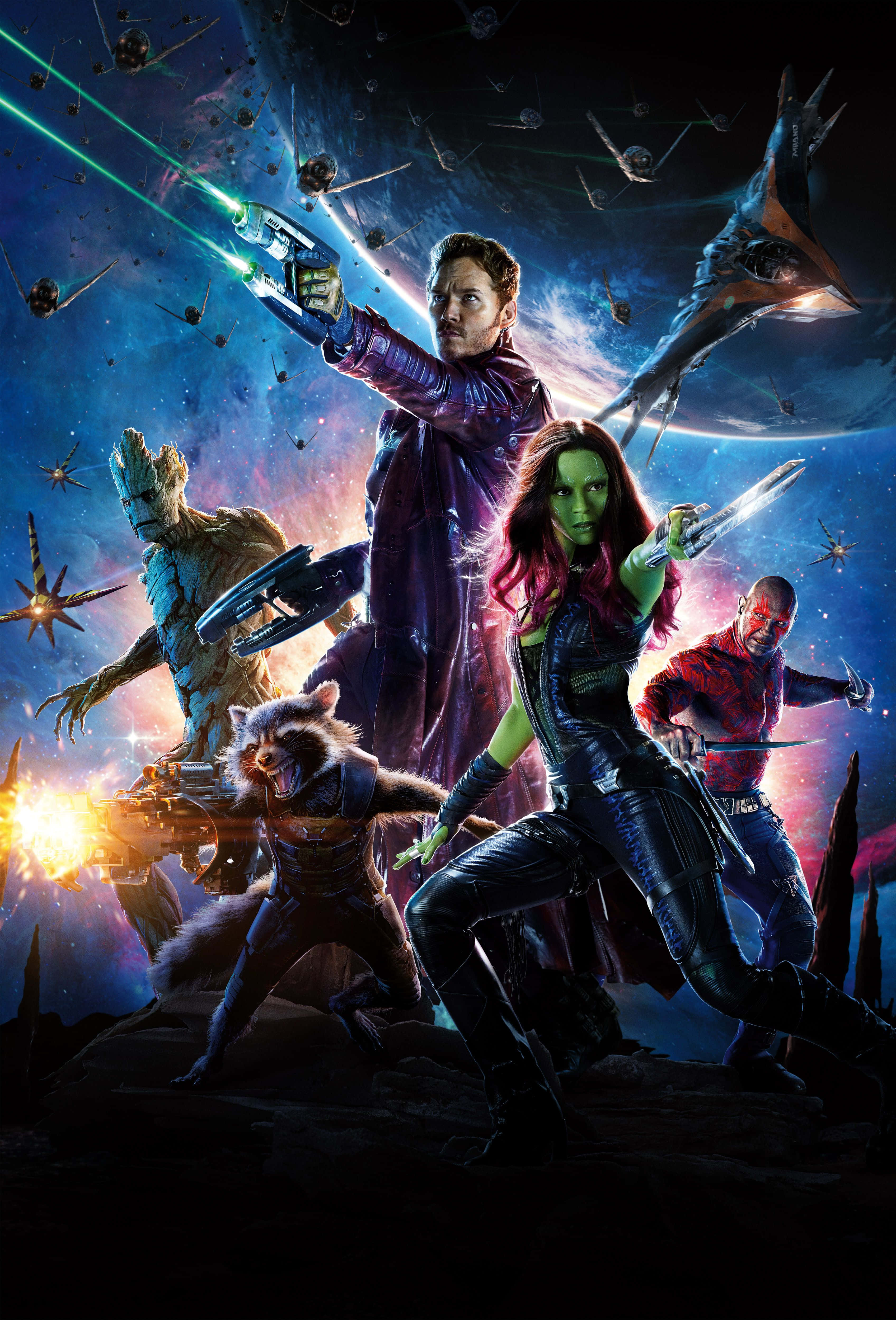 Guardians of the Galaxy 2, space battle scene, Guardians of the Galaxy characters, 4K Phone Wallpaper