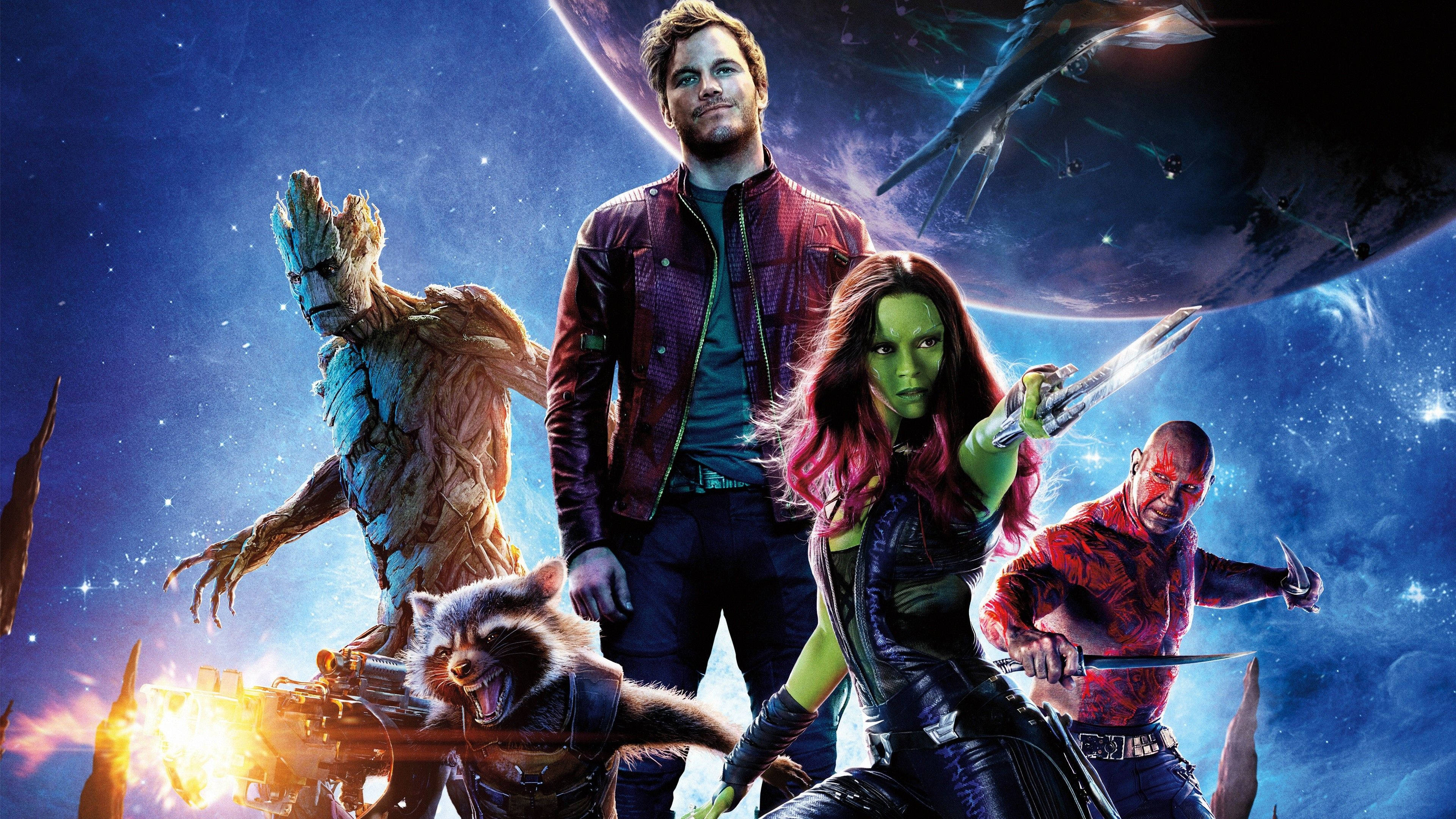 Guardians Of The Galaxy, cosmic superhero team, starry space backdrop, 4K Desktop Wallpaper