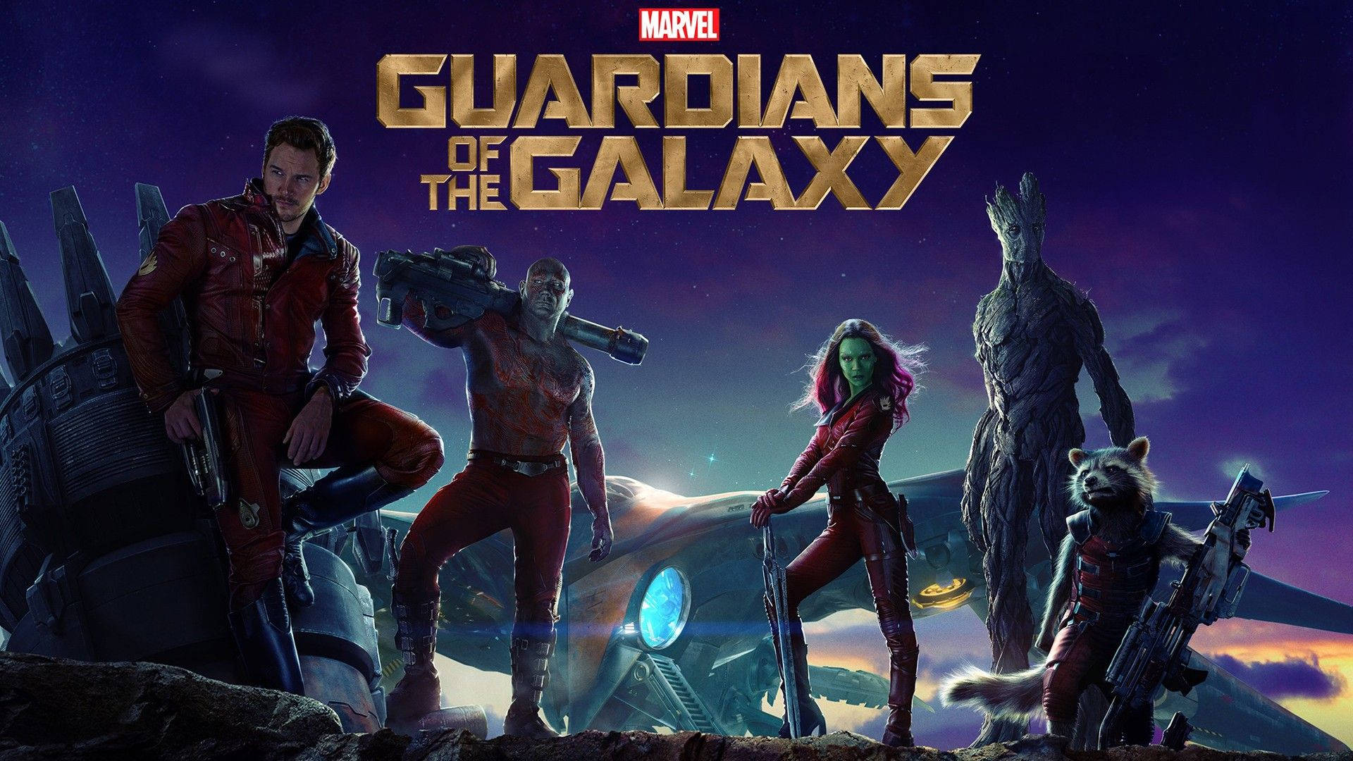 Guardians Of The Galaxy, rocky planet, vibrant purple sunset sky, Full HD Desktop Wallpaper