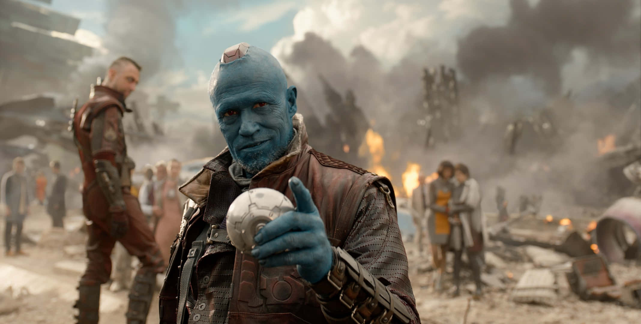 Guardians of the Galaxy 2, blue-skinned alien, red eyes, Full HD Desktop Wallpaper