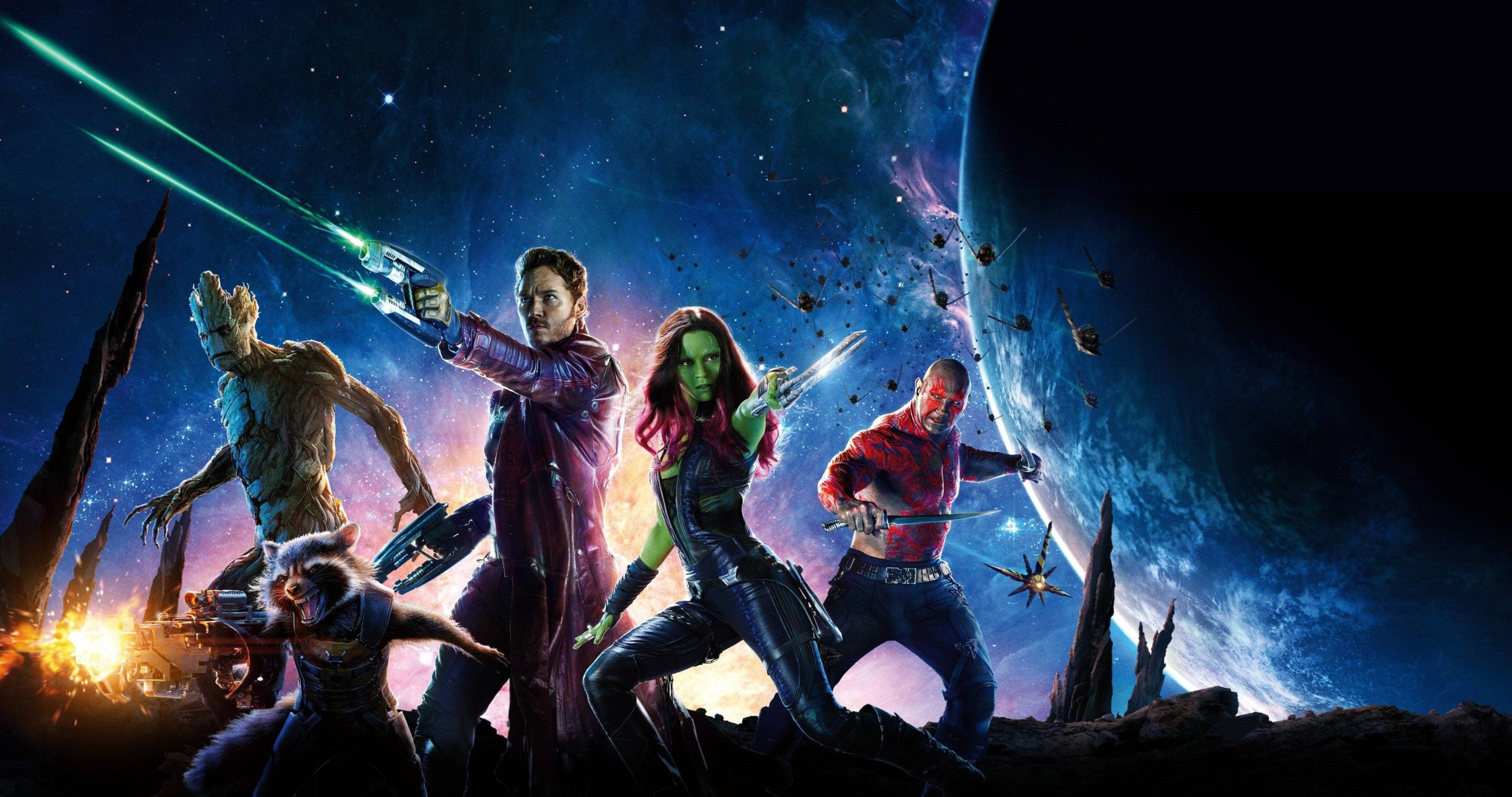 Guardians of the Galaxy, rocky alien planet, cosmic backdrop, 4K Desktop Wallpaper