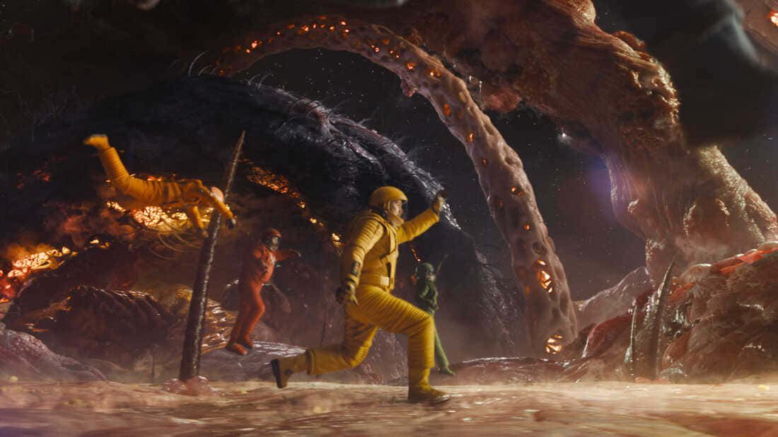 Guardians Of The Galaxy 3, yellow spacesuit, giant alien tentacle, SD Desktop Wallpaper
