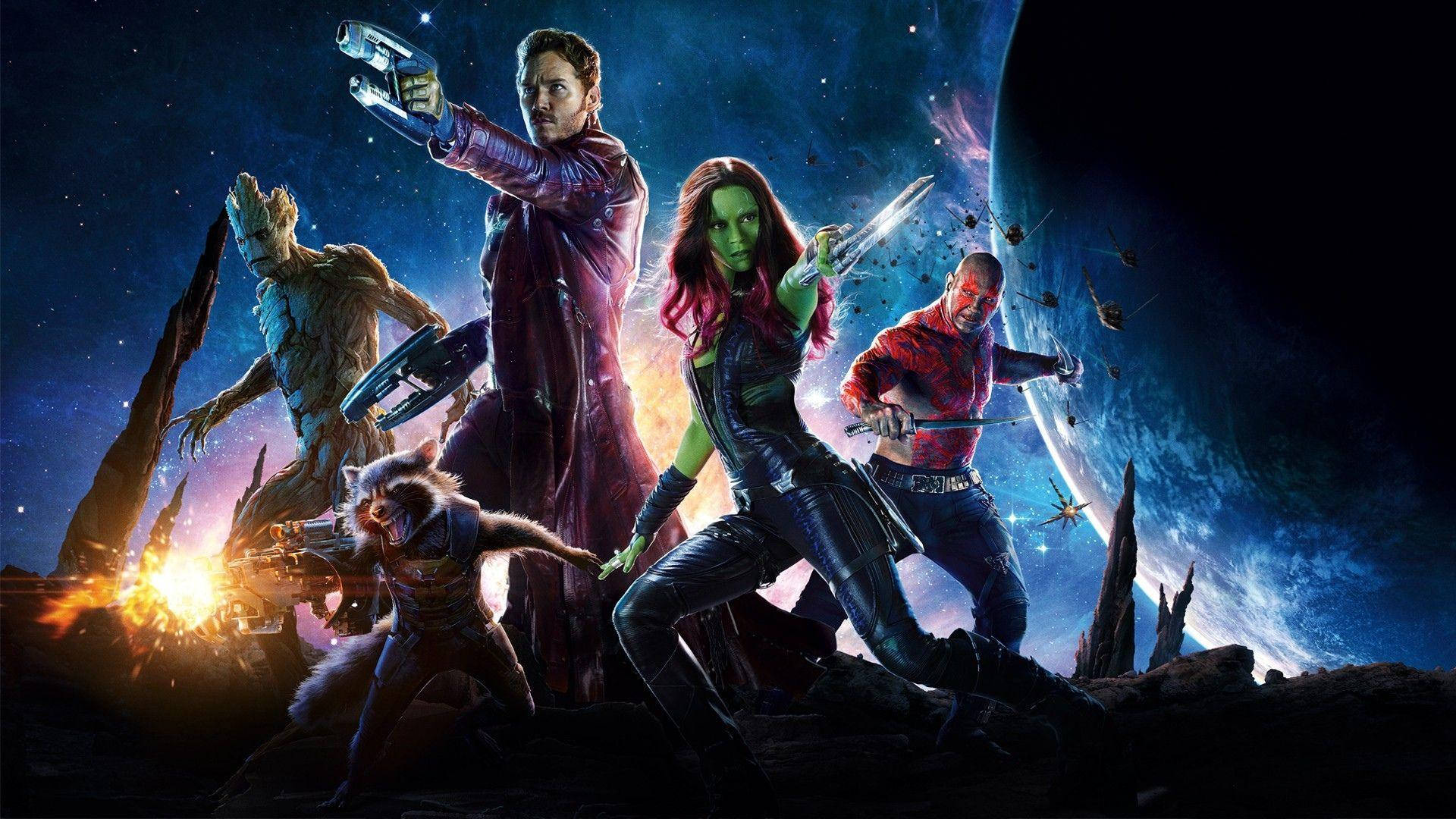 Guardians Of The Galaxy, rocky alien planet, starry cosmic sky, Full HD Desktop Wallpaper