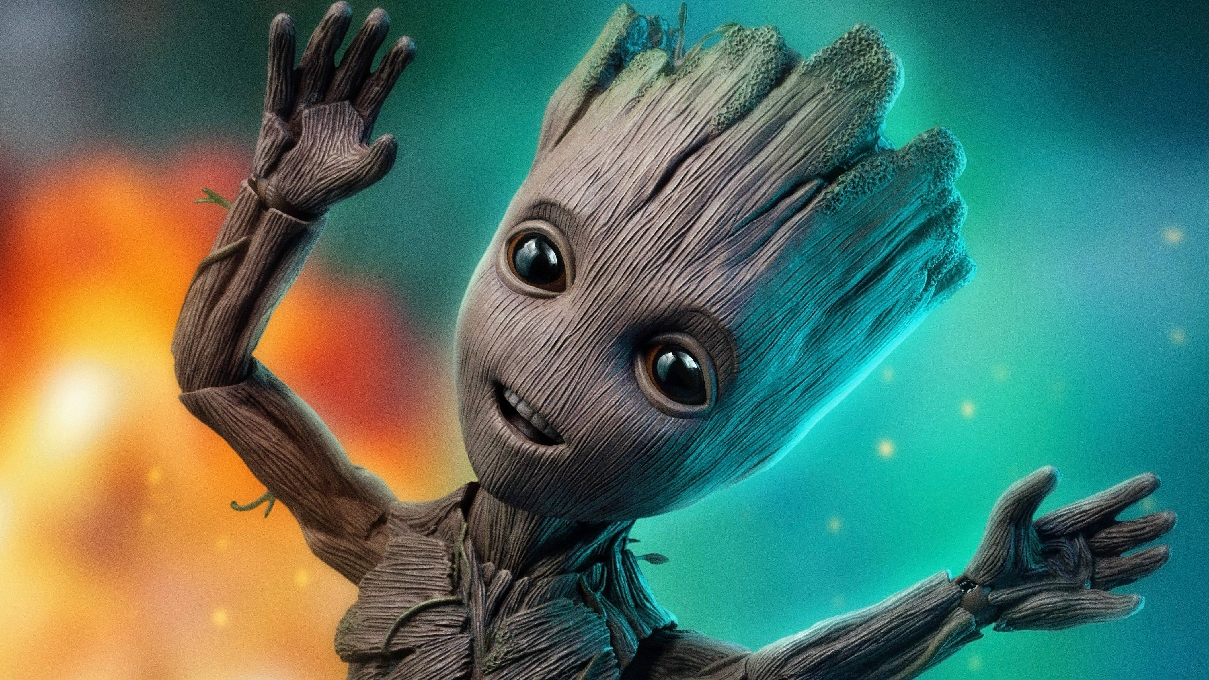 Guardians of the Galaxy, cosmic background, fiery orange, 4K Desktop Wallpaper