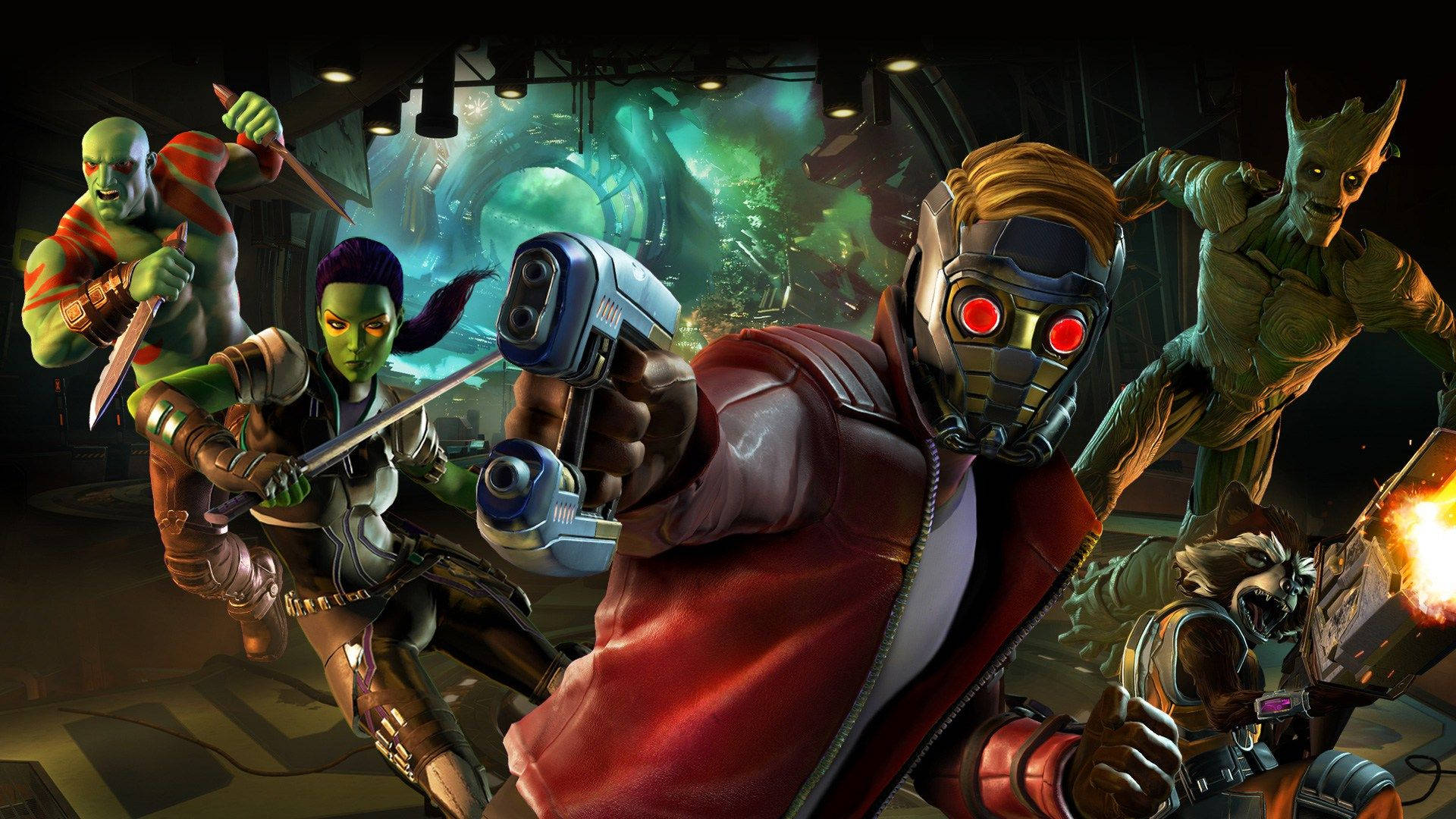 Guardians Of The Galaxy, animated, glowing weapons, Full HD Desktop Wallpaper