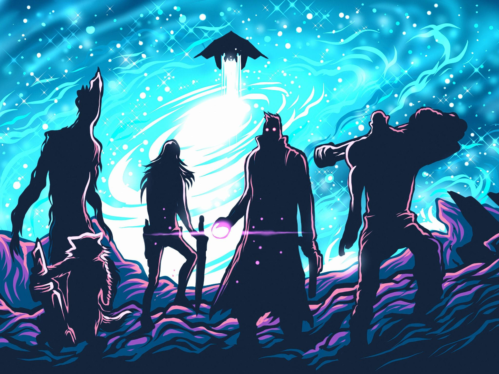 Guardians of the Galaxy, cosmic landscape, glowing portal, Full HD Desktop Wallpaper