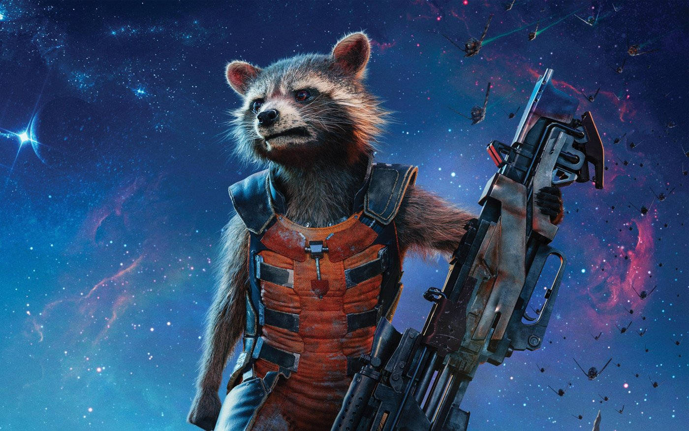 Guardians of the Galaxy, raccoon astronaut, orange armor, HD Desktop Wallpaper