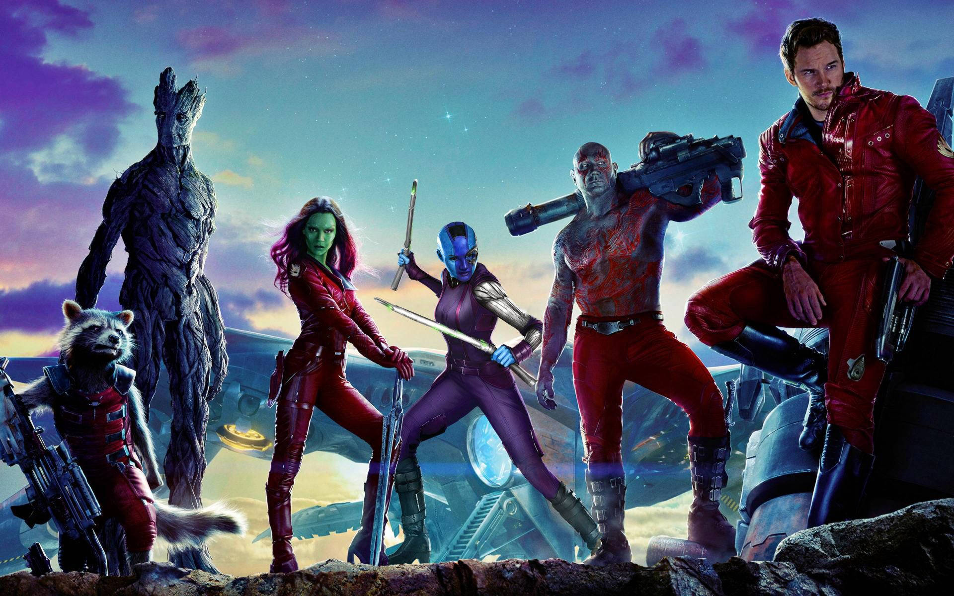 Guardians Of The Galaxy, rocky outcrop, cosmic sky, Full HD Desktop Wallpaper