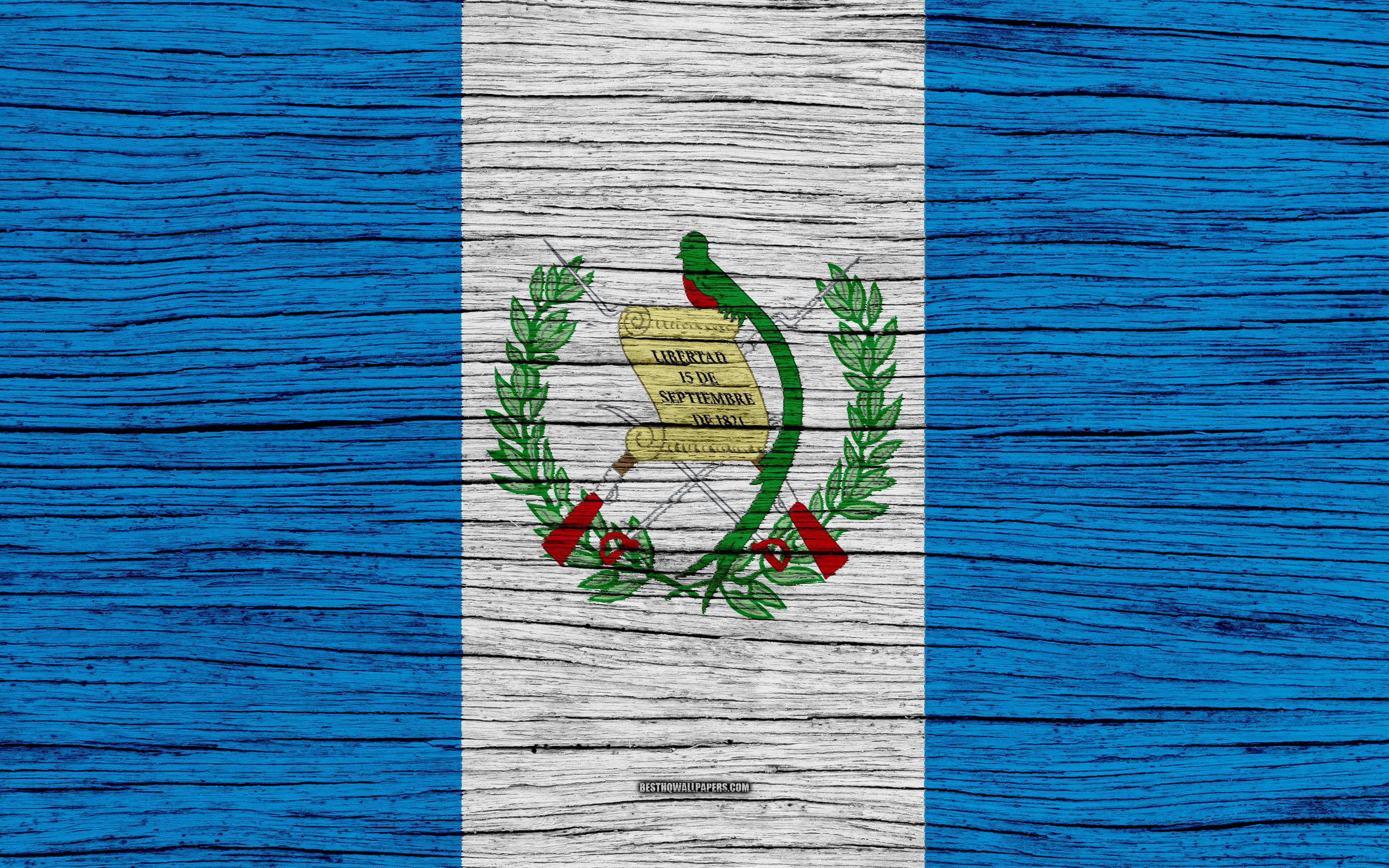 Guatemala flag, wooden planks, weathered, 4K Desktop Wallpaper