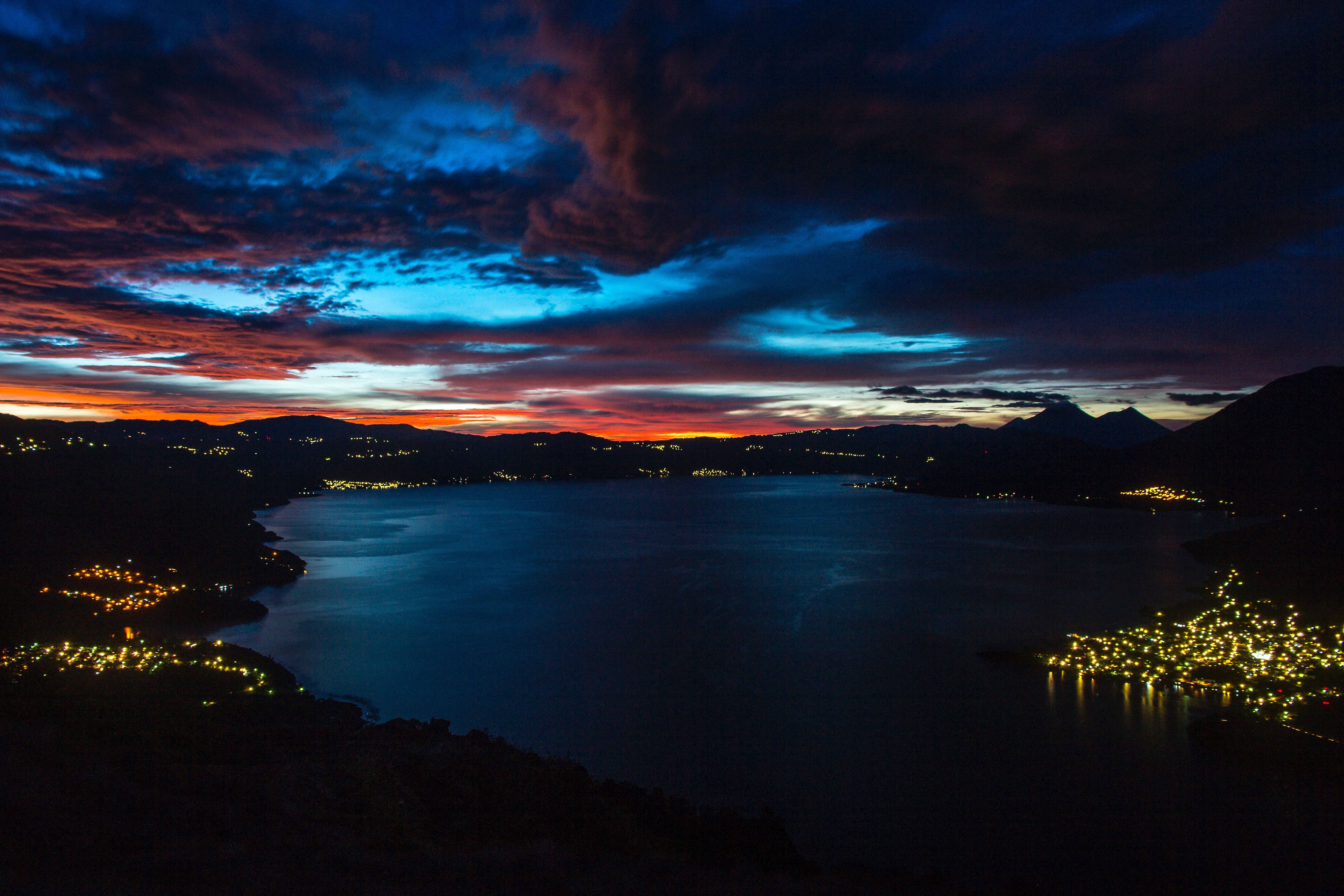 Guatemala, sunset, lake, 5K Desktop Wallpaper