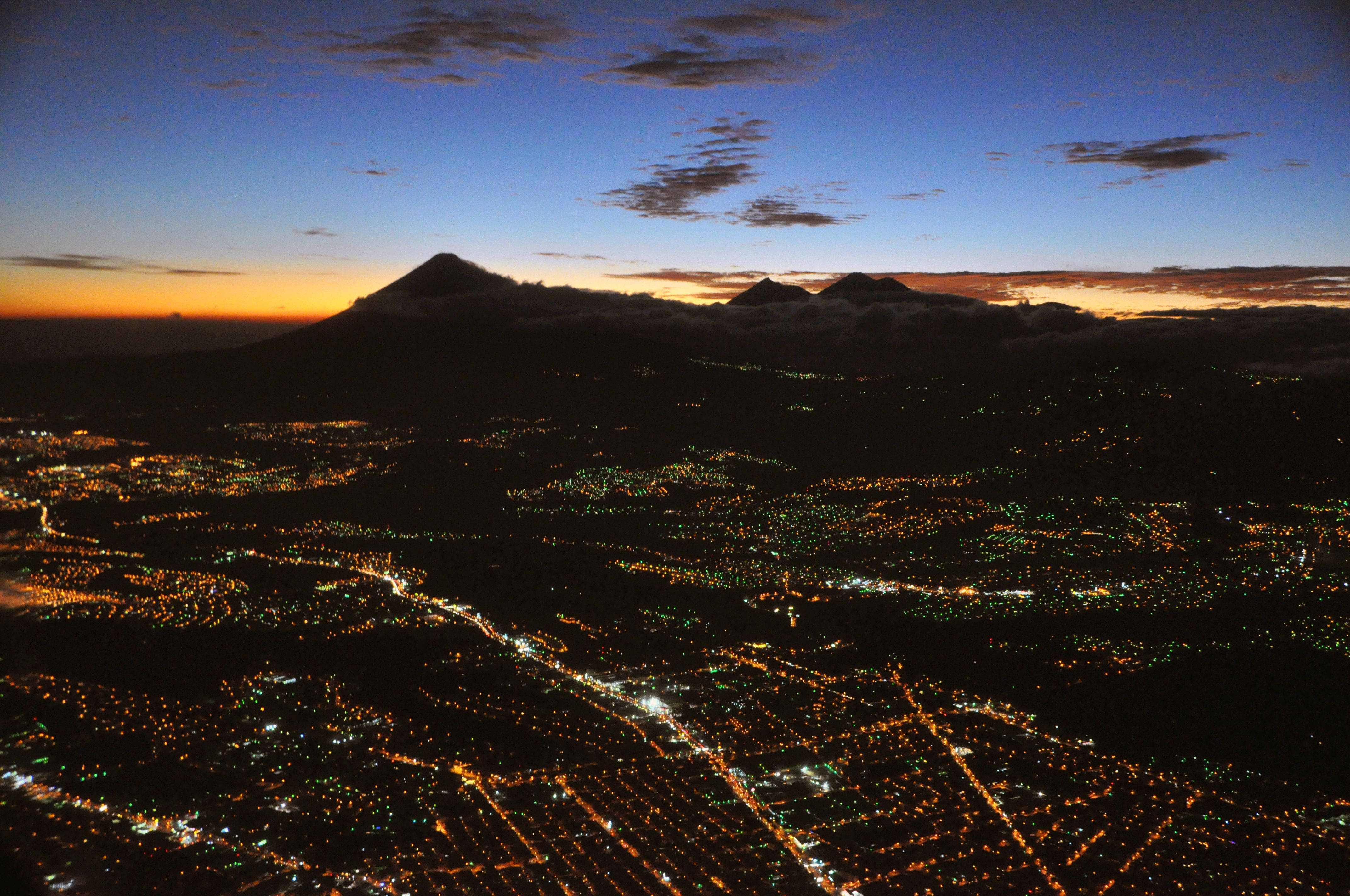 Guatemala, night view, aerial view, 4K Desktop Wallpaper