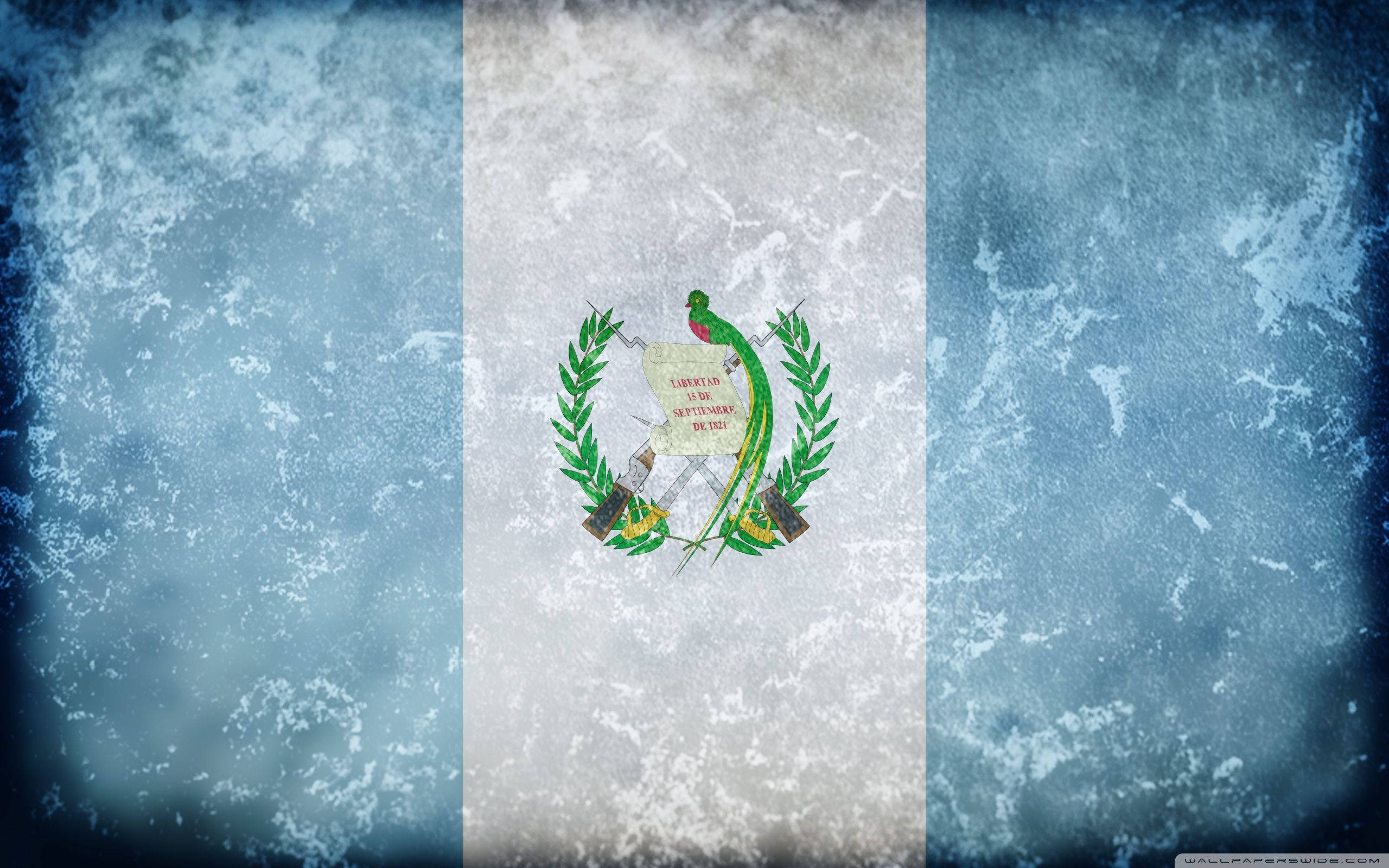 Guatemala, dirty flag, blue-gray distressed background, 2K Desktop Wallpaper