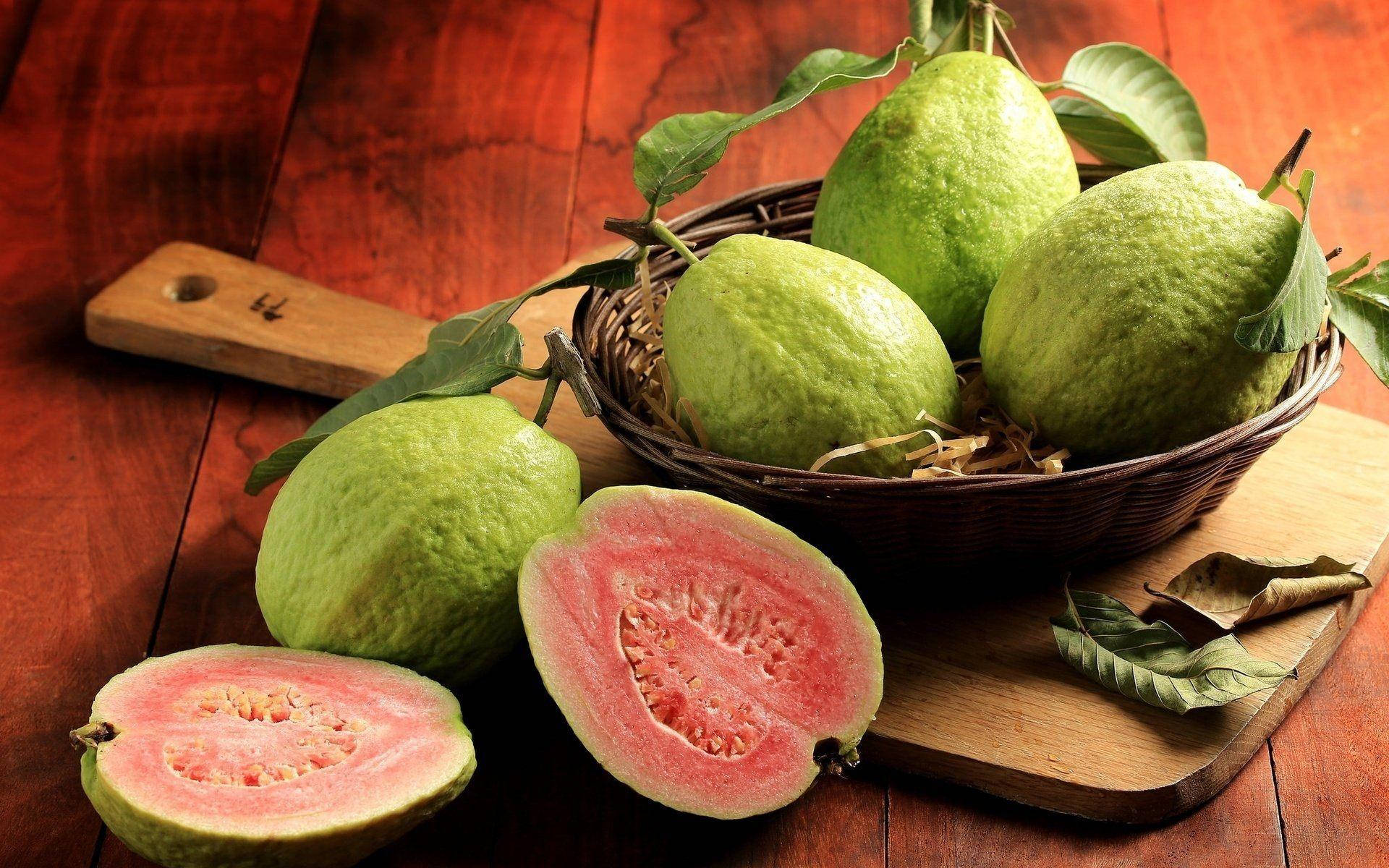 Guava, bowl, woven basket, Full HD Desktop Wallpaper