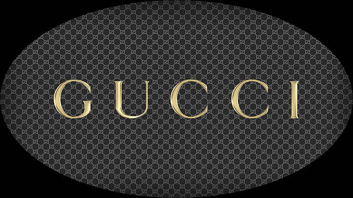 Gucci, gold embossed, black oval, SD Desktop Wallpaper
