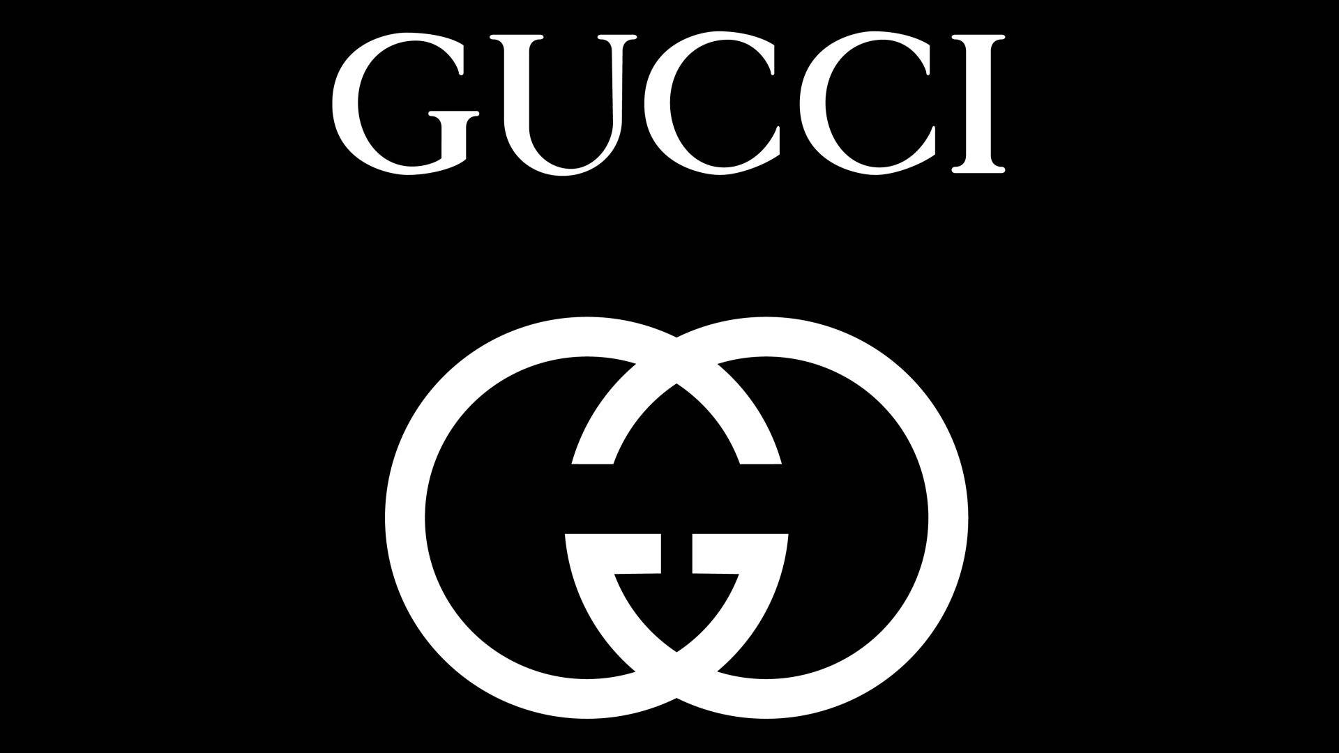 Gucci, white Gucci logo, interlocking G emblem, Full HD Desktop Wallpaper