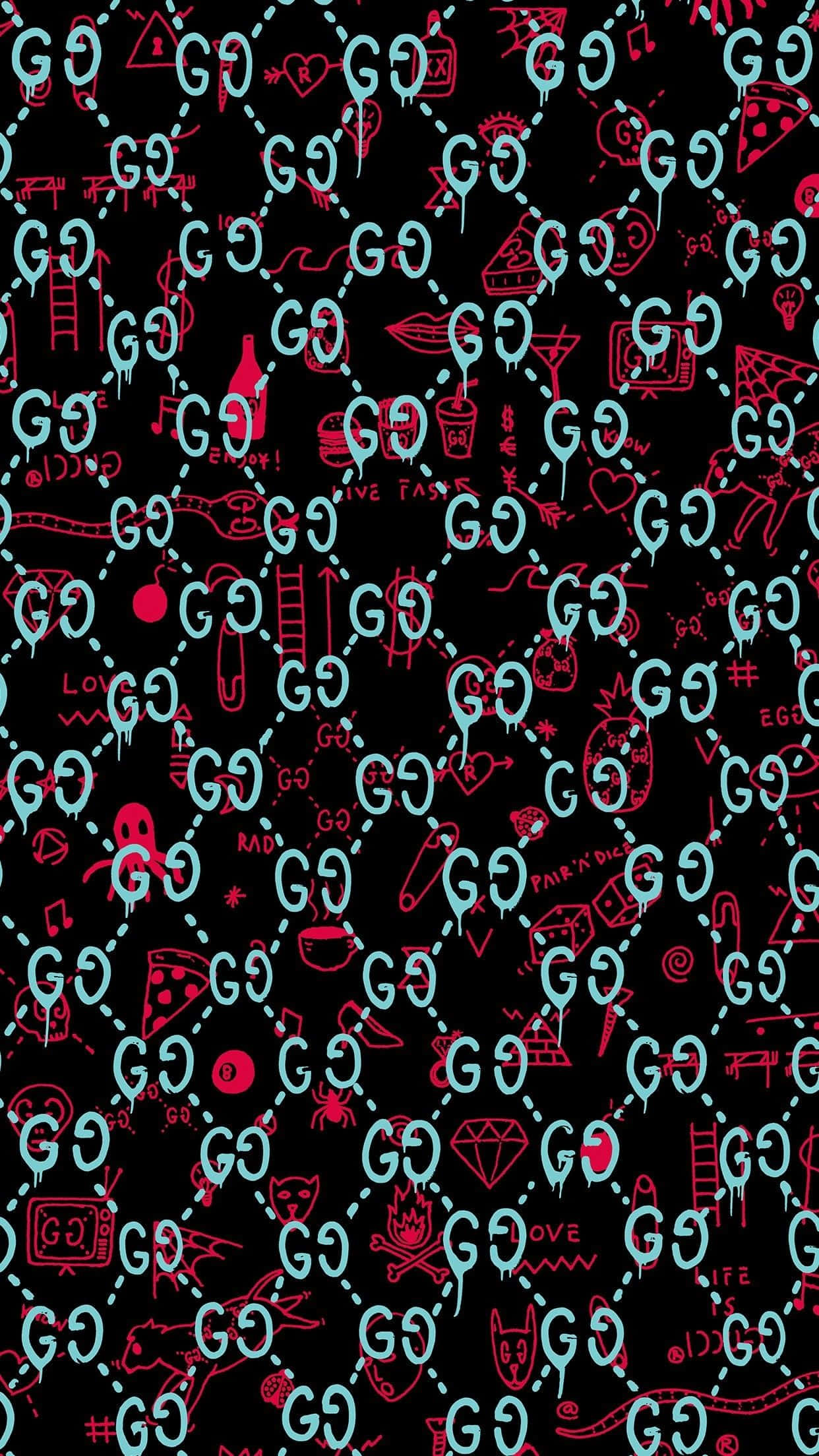 Gucci Green, neon pink, cyan, Full HD Phone Wallpaper