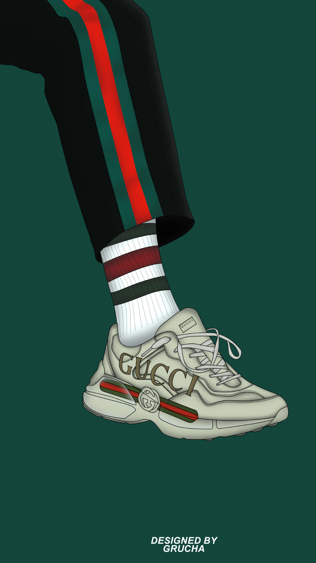 Gucci Green, beige Gucci sneaker, red green stripes, Full HD Phone Wallpaper