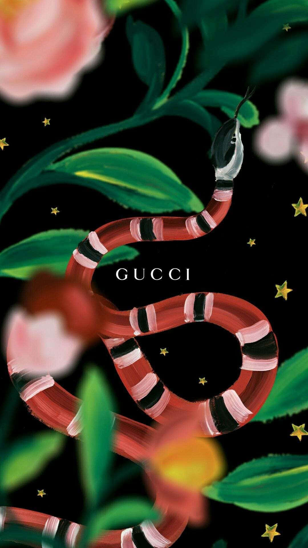 Gucci, snake, pink flowers, Full HD Phone Wallpaper