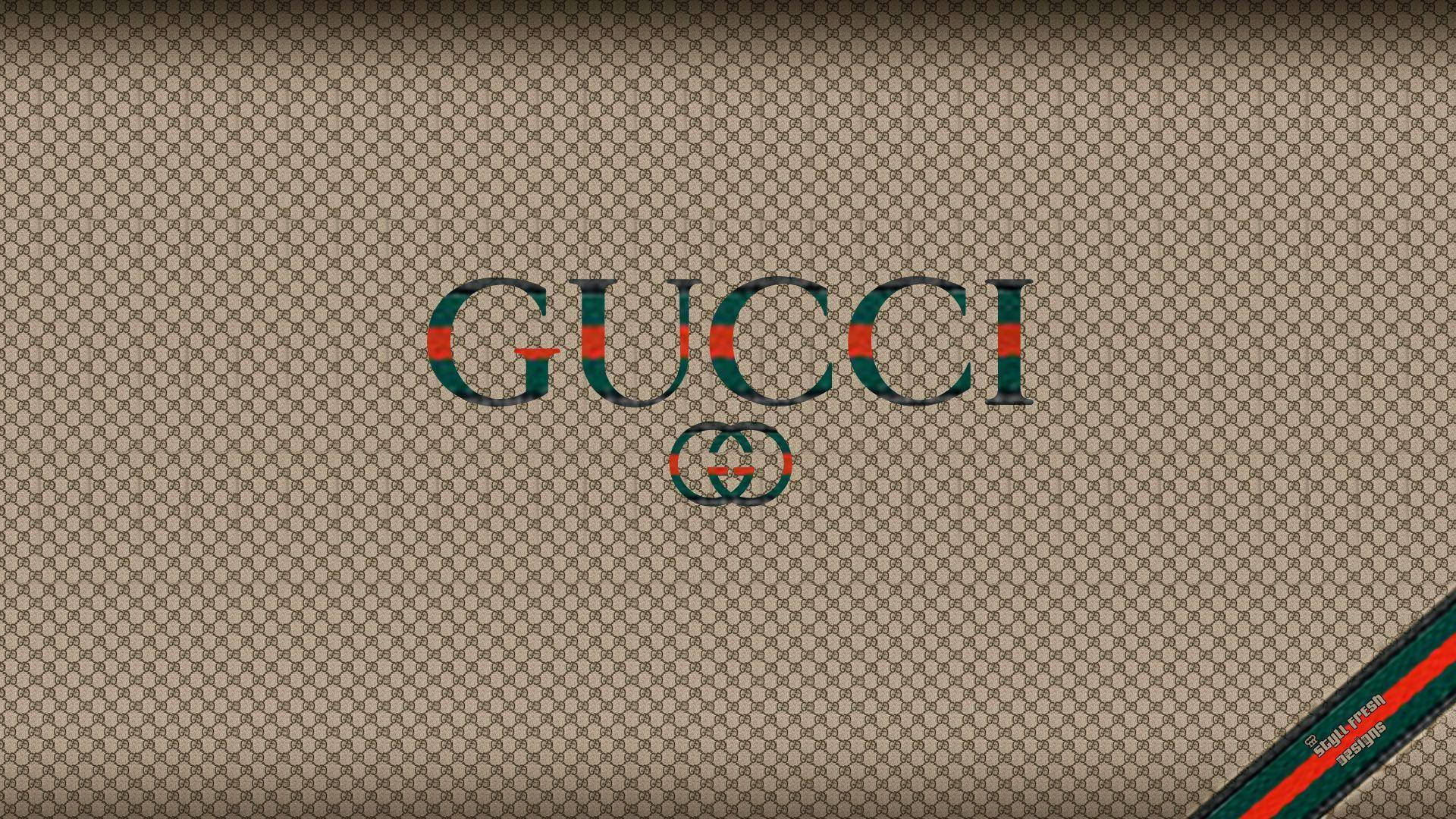 Gucci, logo pattern, teal, Full HD Desktop Wallpaper
